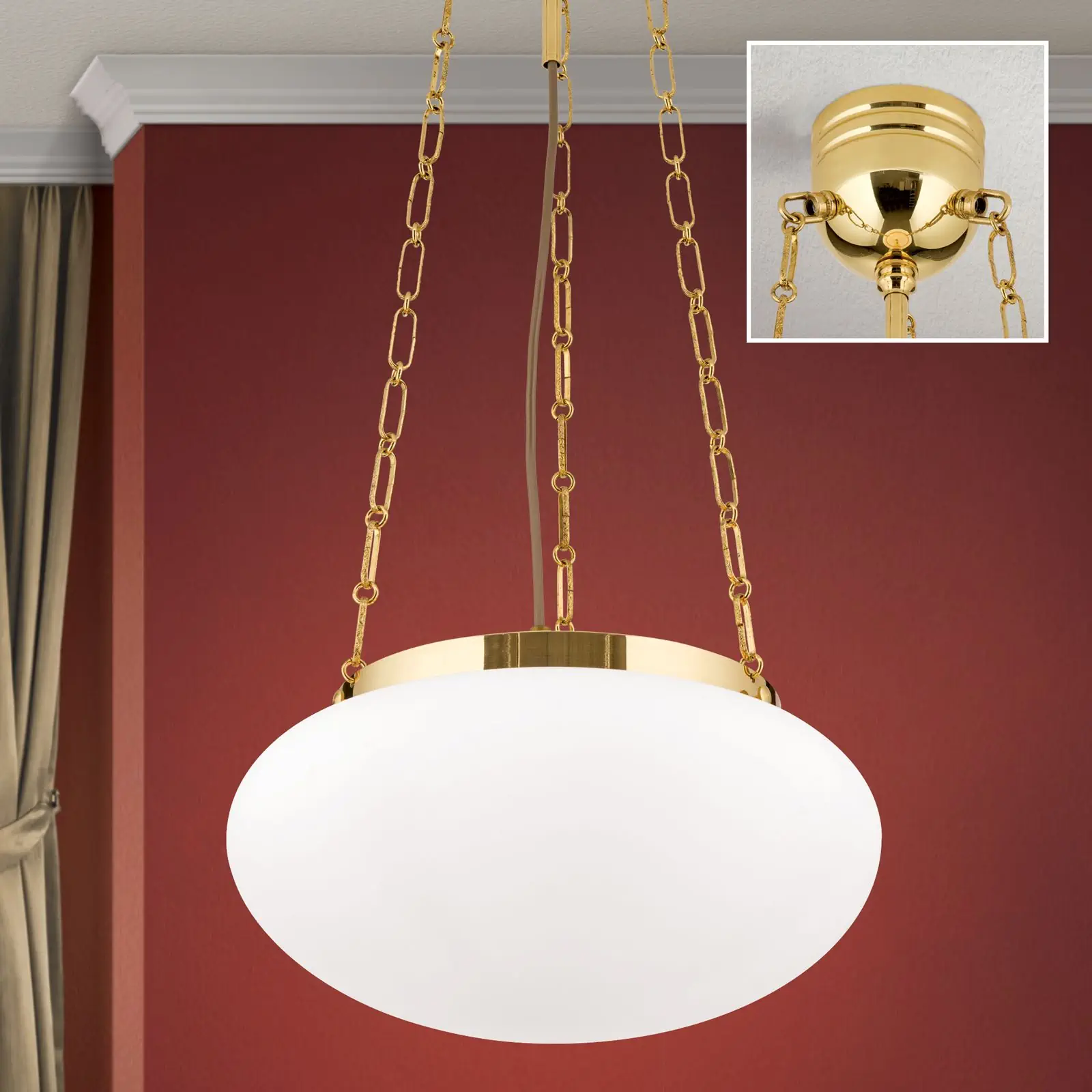 Viseća lampa WIENER NOSTALGIE, sjajni mesing, sa opal mat staklom - 2