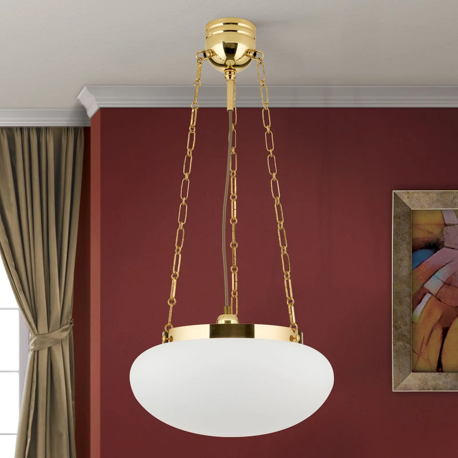 Viseća lampa WIENER NOSTALGIE, sjajni mesing, sa opal mat staklom - 3