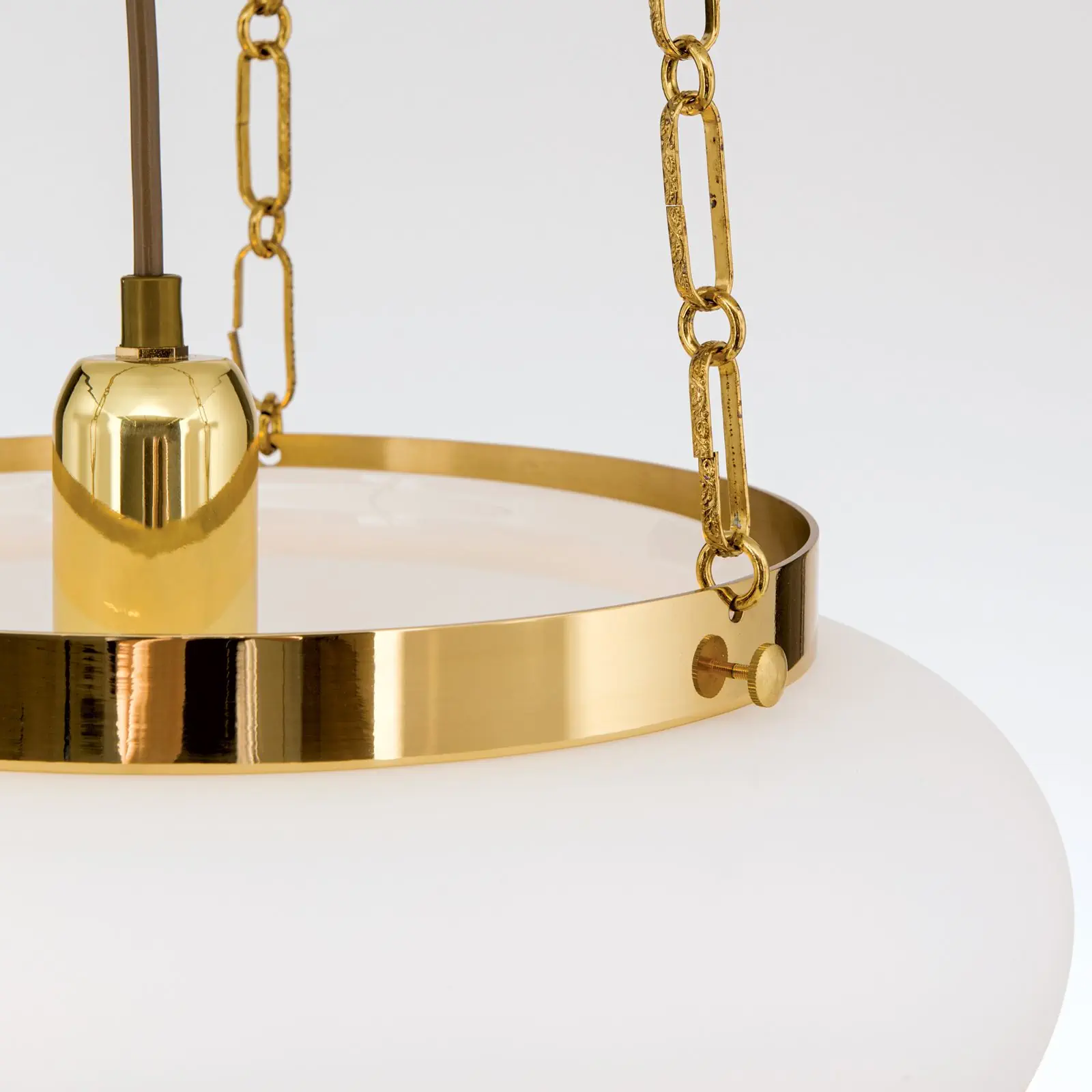 Viseća lampa WIENER NOSTALGIE, sjajni mesing, sa opal mat staklom - 5