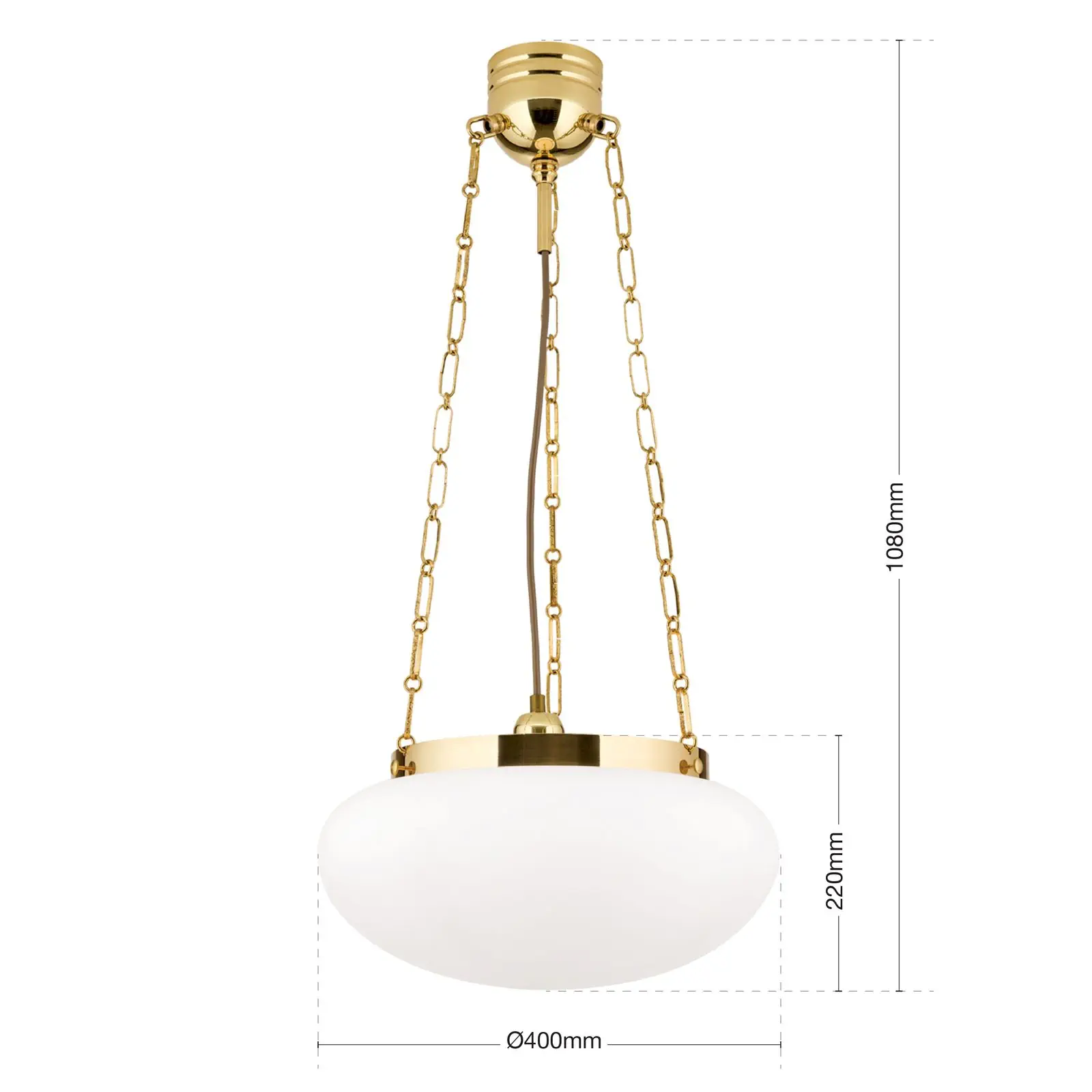 Viseća lampa WIENER NOSTALGIE, sjajni mesing, sa opal mat staklom - 7