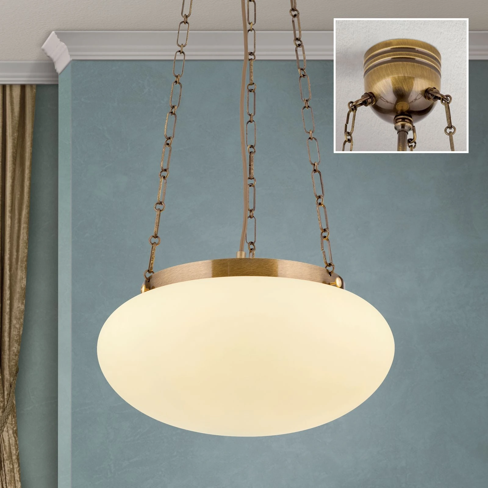 Viseća lampa WIENER NOSTALGIE, Ø 40 cm, antik mesing, šampanj mat staklo - 2