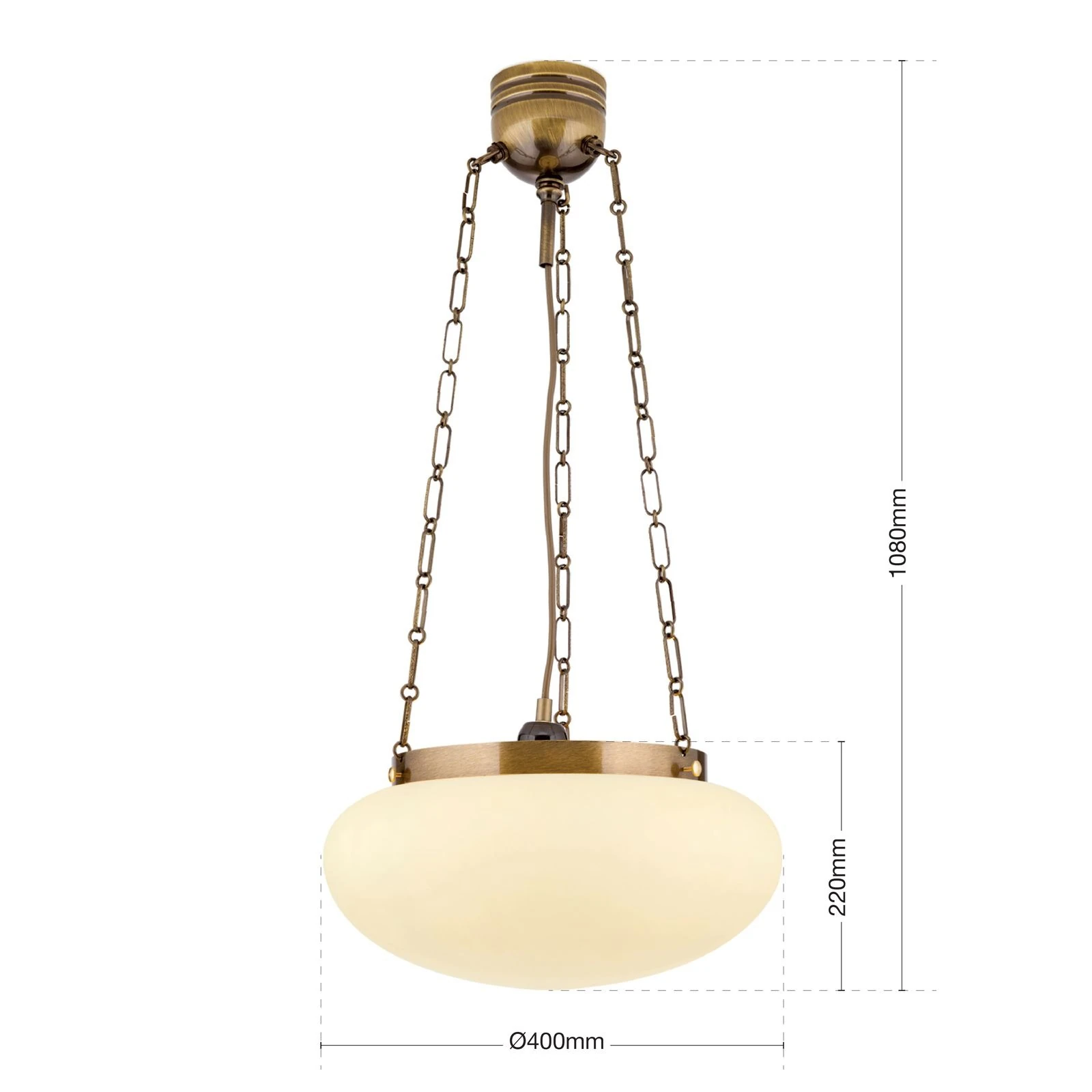 Viseća lampa WIENER NOSTALGIE, Ø 40 cm, antik mesing, šampanj mat staklo - 7