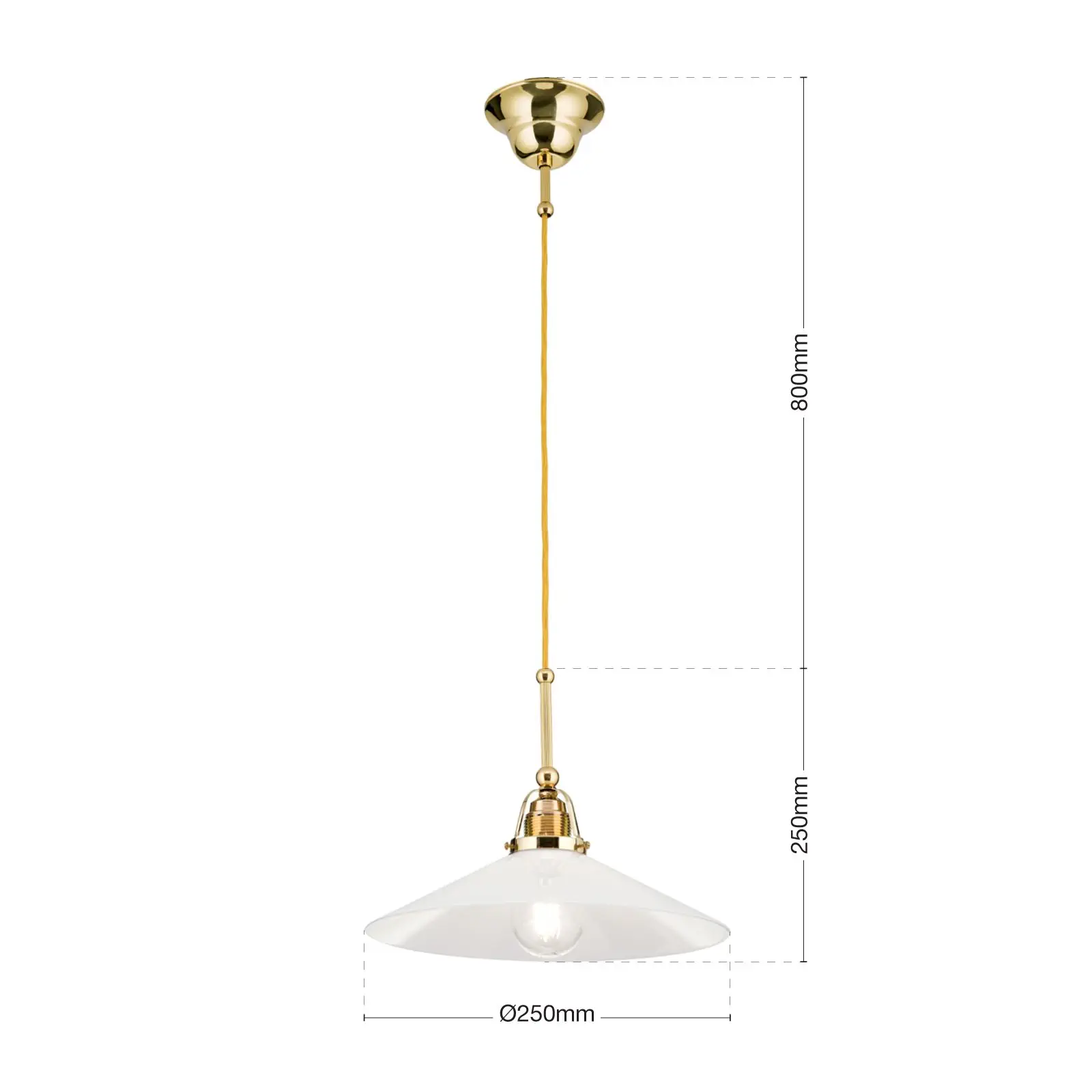 Pojedinačna viseća lampa ARTDESIGN, sjajni mesing, sa opalnim staklom, 30cm - 7