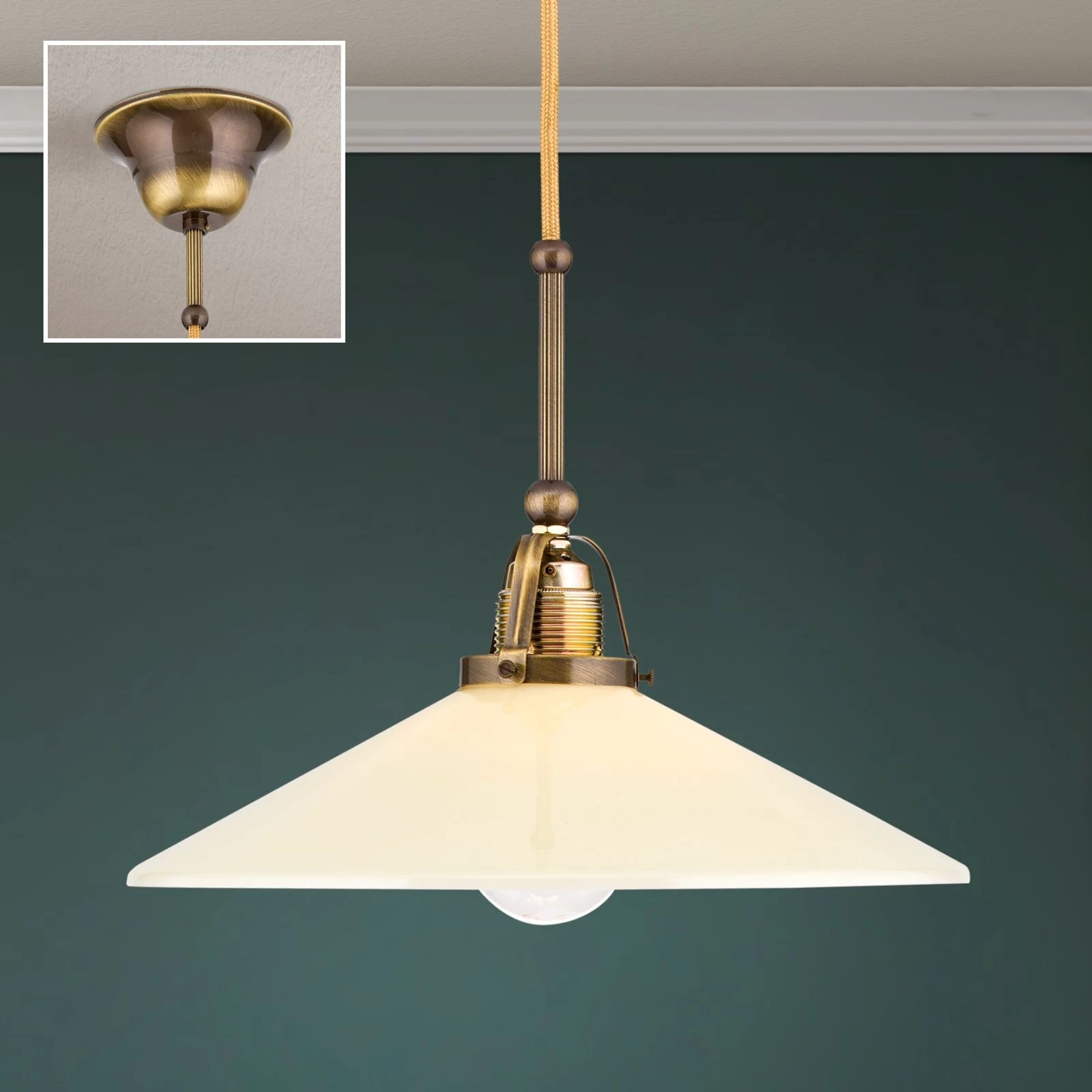 Viseća lampa ARTDESIGN, 1 izvora svetla, antik mesing, šampanj staklo, Ø 30 cm - 2