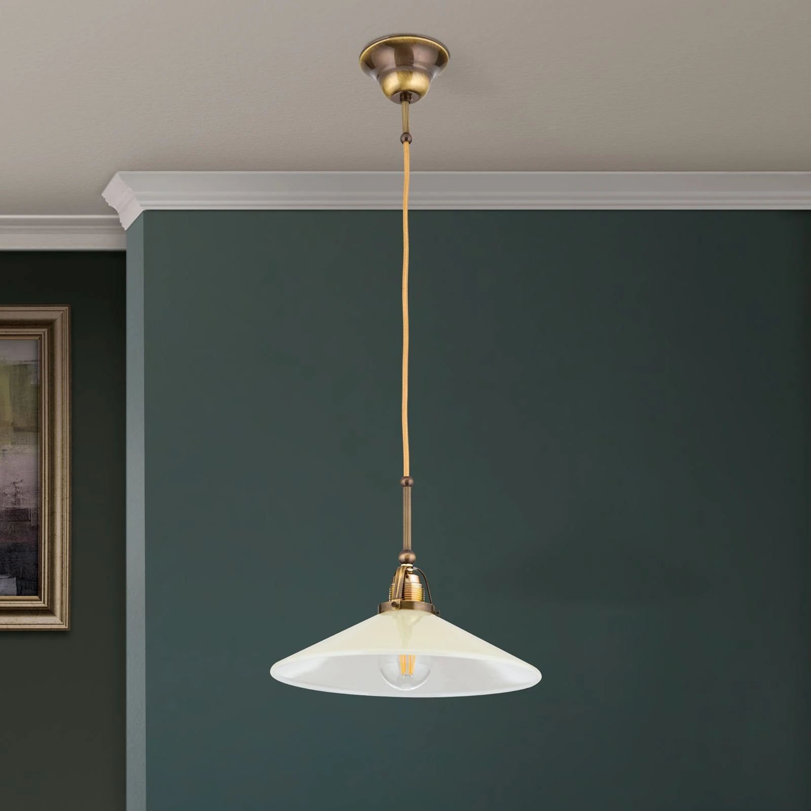 Viseća lampa ARTDESIGN, 1 izvora svetla, antik mesing, šampanj staklo, Ø 30 cm - 3