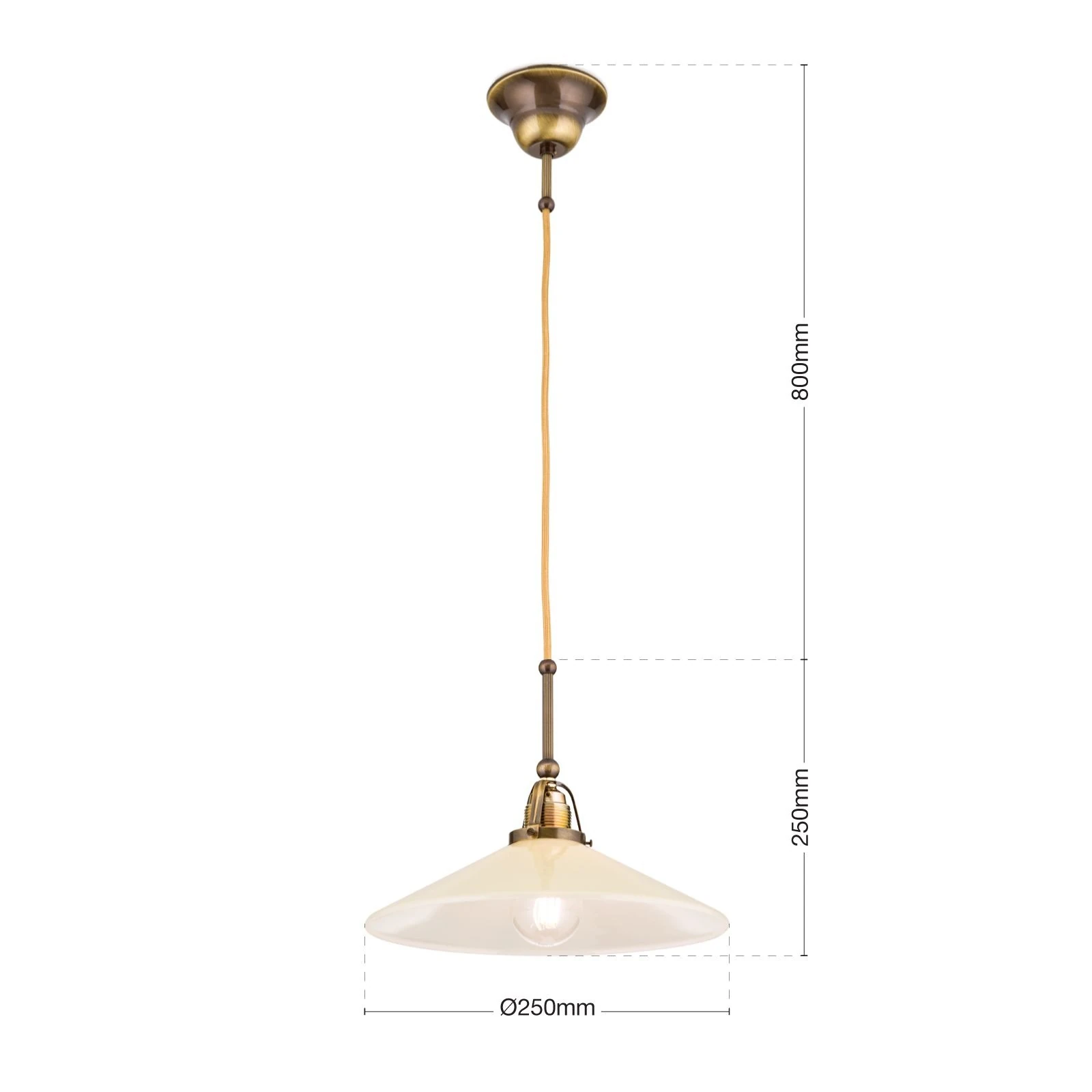 Viseća lampa ARTDESIGN, 1 izvora svetla, antik mesing, šampanj staklo, Ø 30 cm - 7