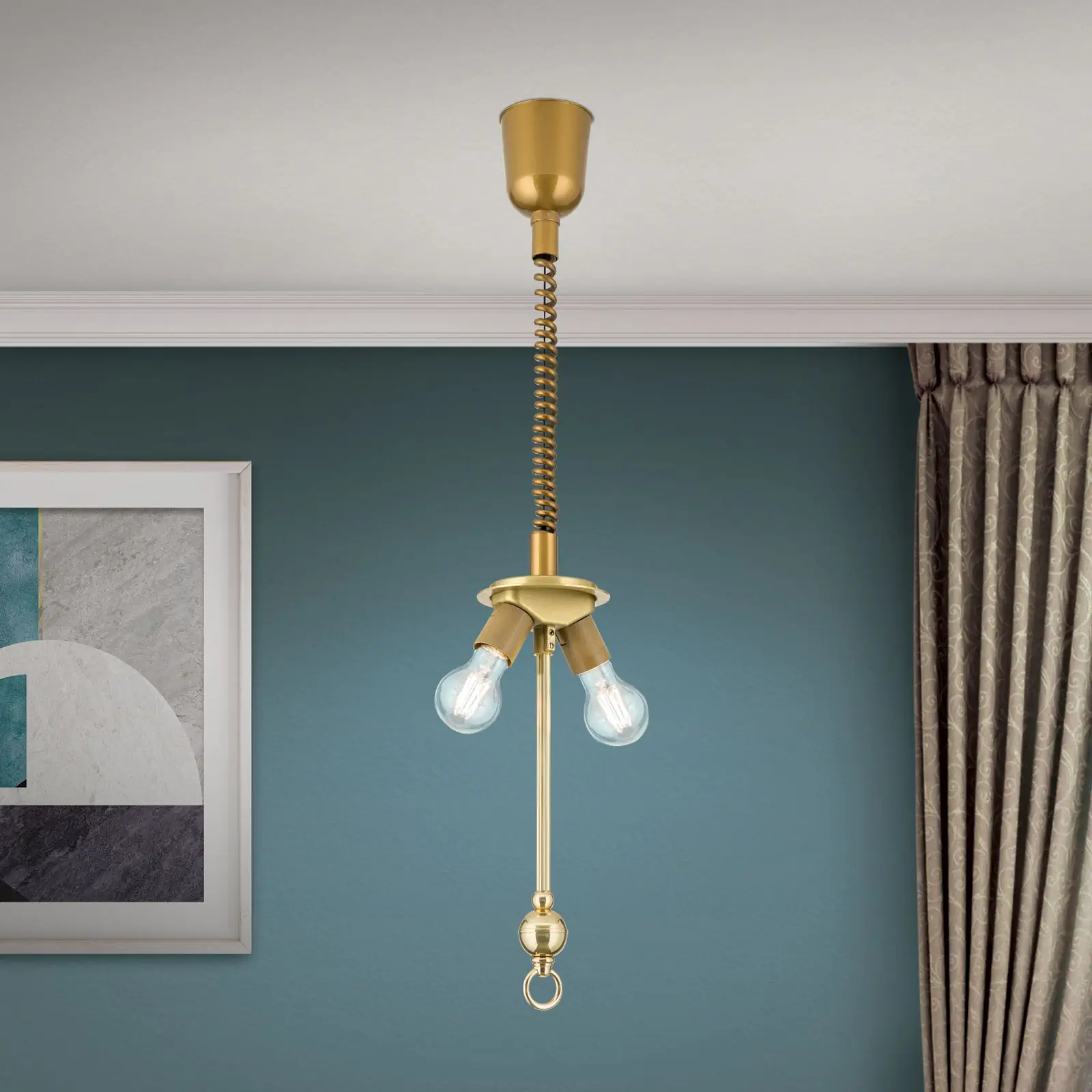 Potezni viseći nosač za tekstilne abažure, mesing - 2