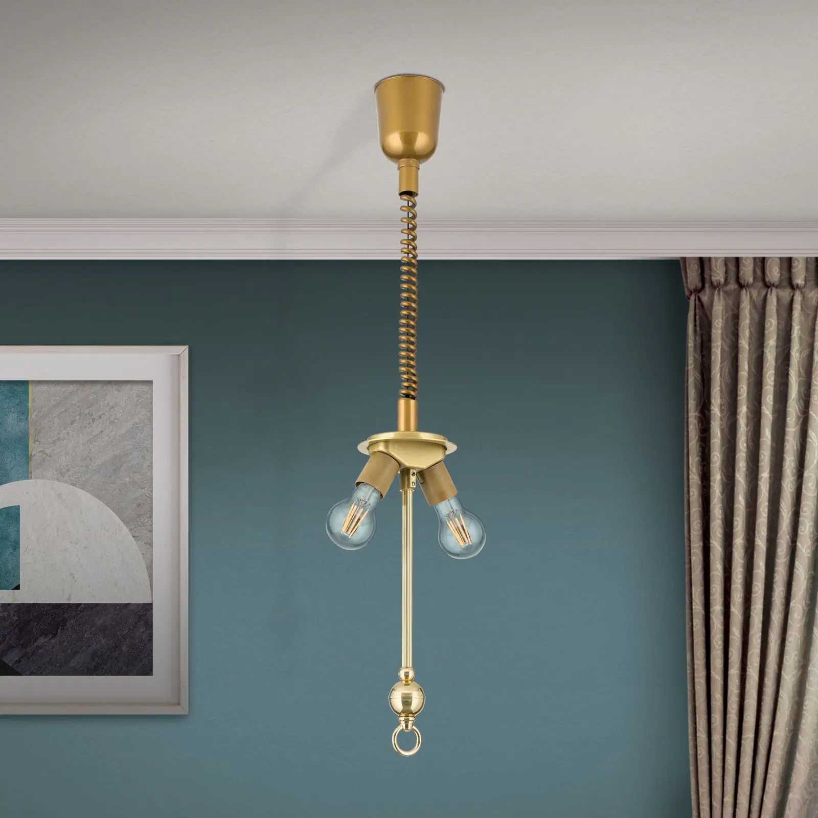 Potezni viseći nosač za tekstilne abažure, mesing - 3