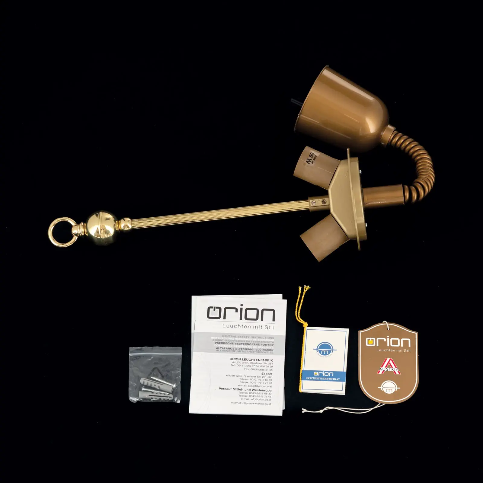 Potezni viseći nosač za tekstilne abažure, mesing - 8