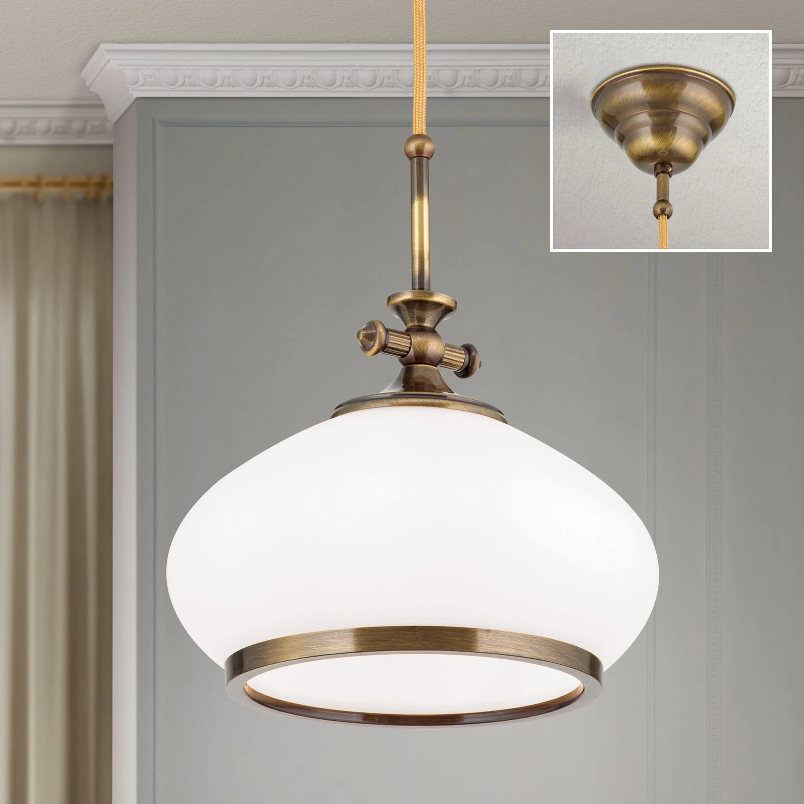 Viseća lampa EMPIRE, antik mesing završna obrada, 24cm - 2