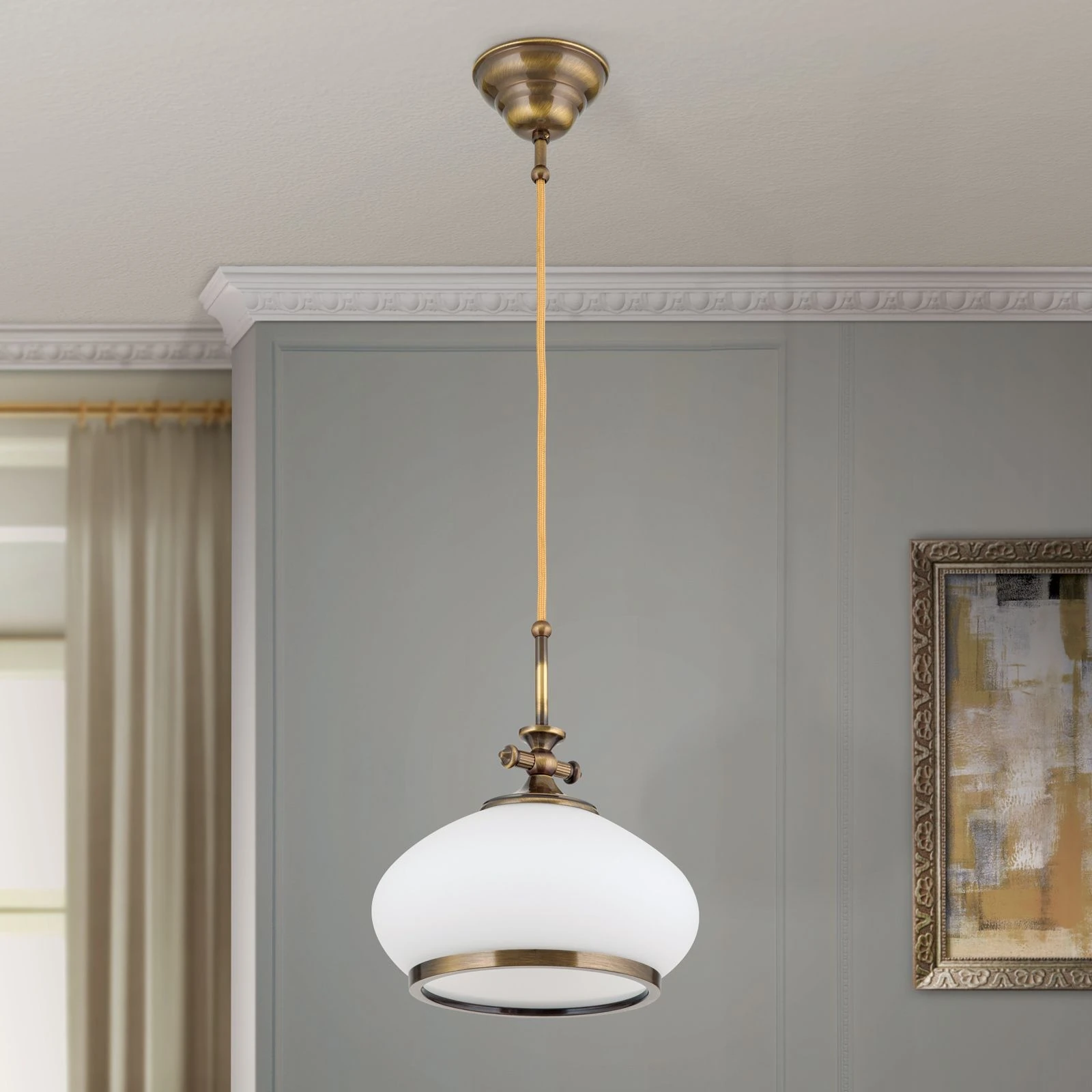 Viseća lampa EMPIRE, antik mesing završna obrada, 24cm - 3