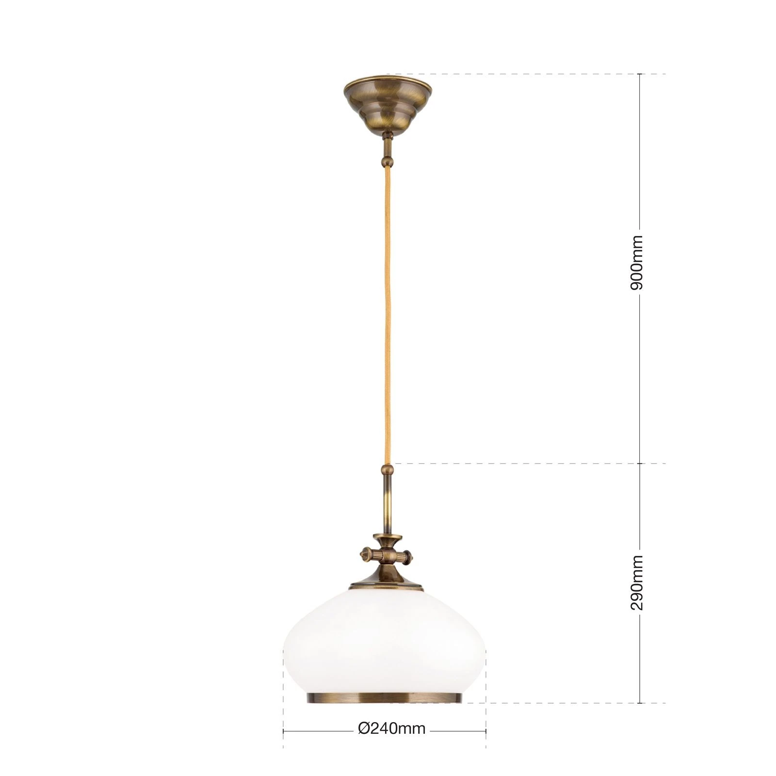 Viseća lampa EMPIRE, antik mesing završna obrada, 24cm - 7