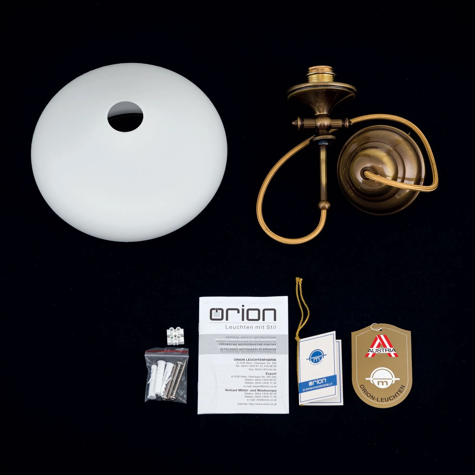 Viseća lampa EMPIRE, antik mesing završna obrada, 24cm - 8