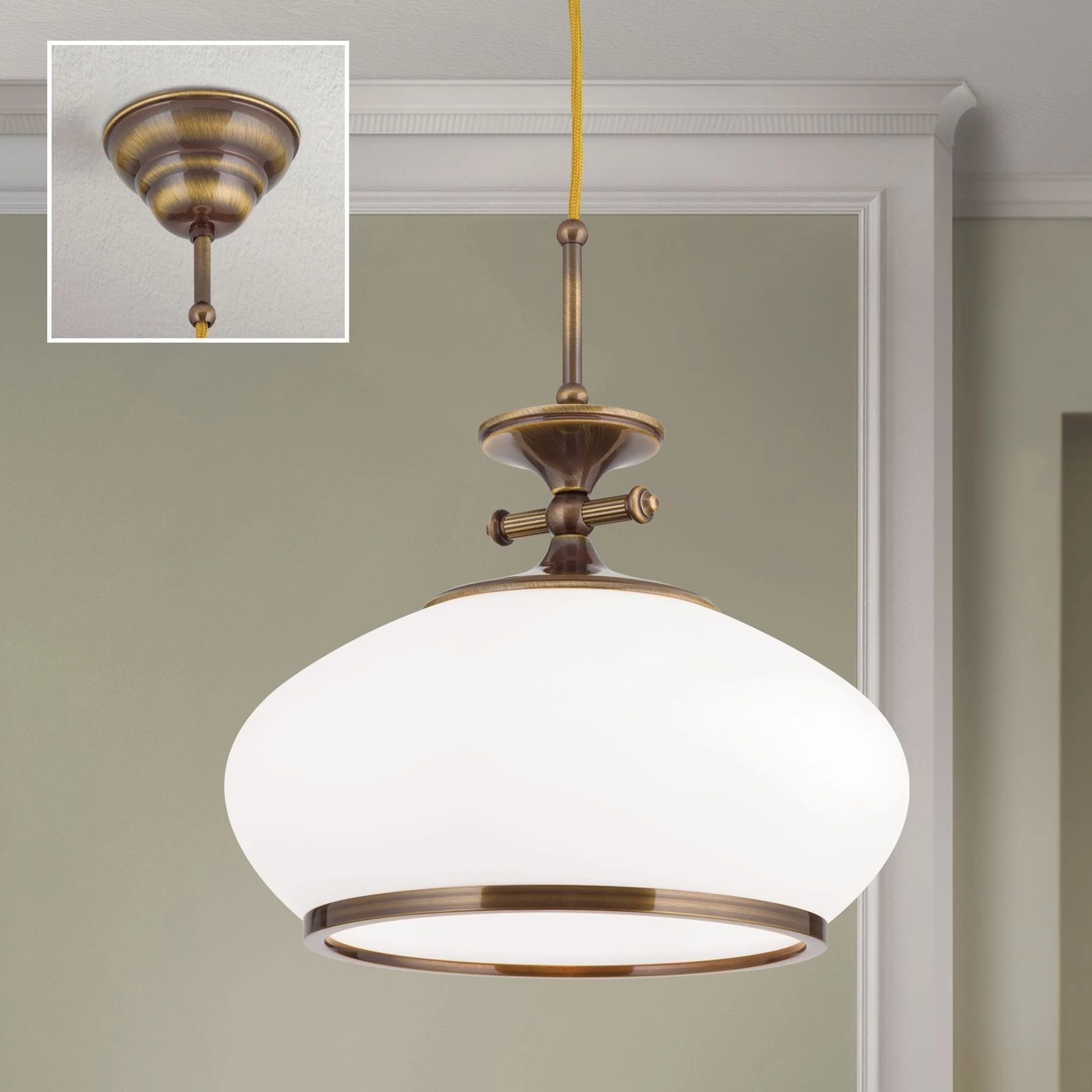 Viseća lampa EMPIRE, antik mesing završna obrada, 32cm - 2