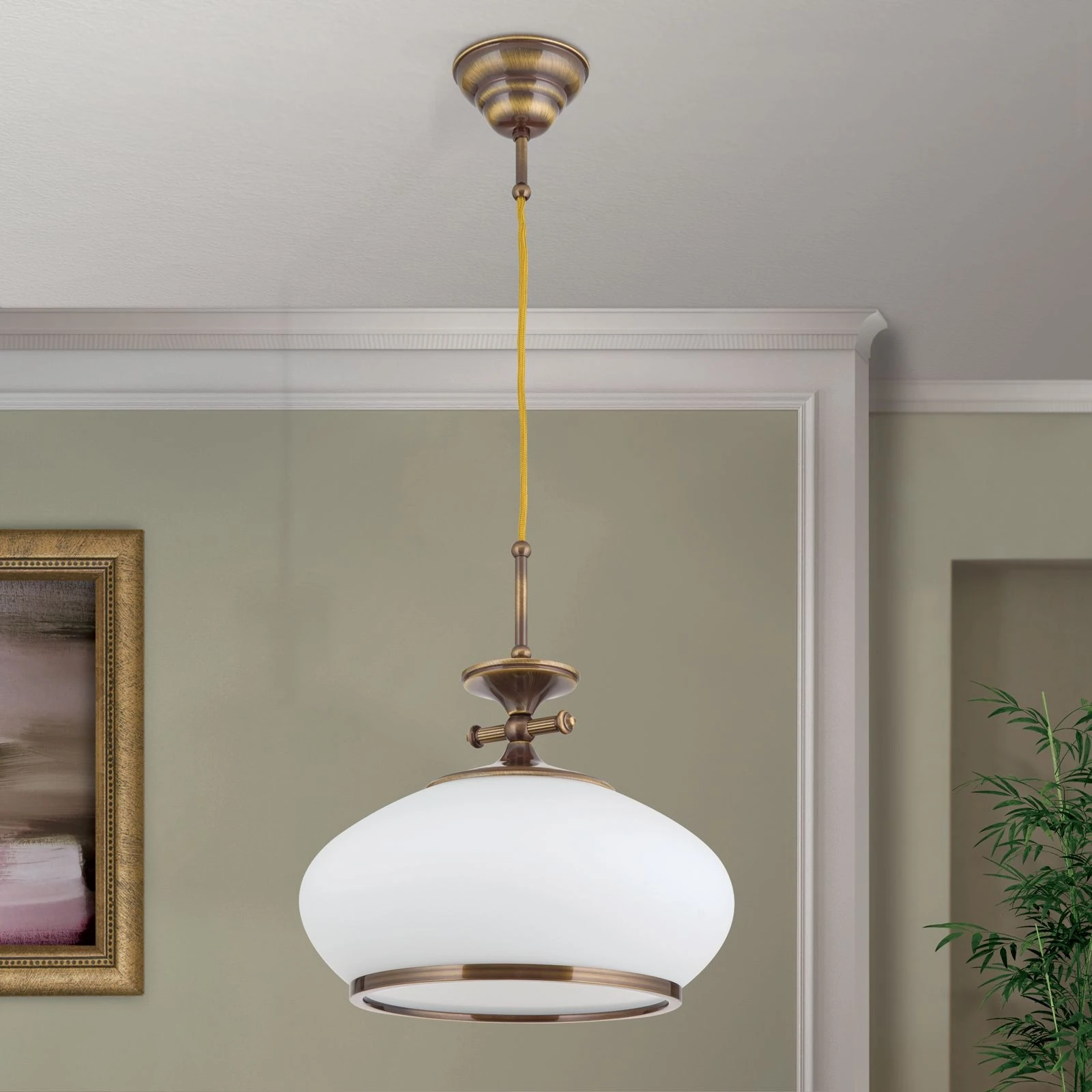 Viseća lampa EMPIRE, antik mesing završna obrada, 32cm - 3