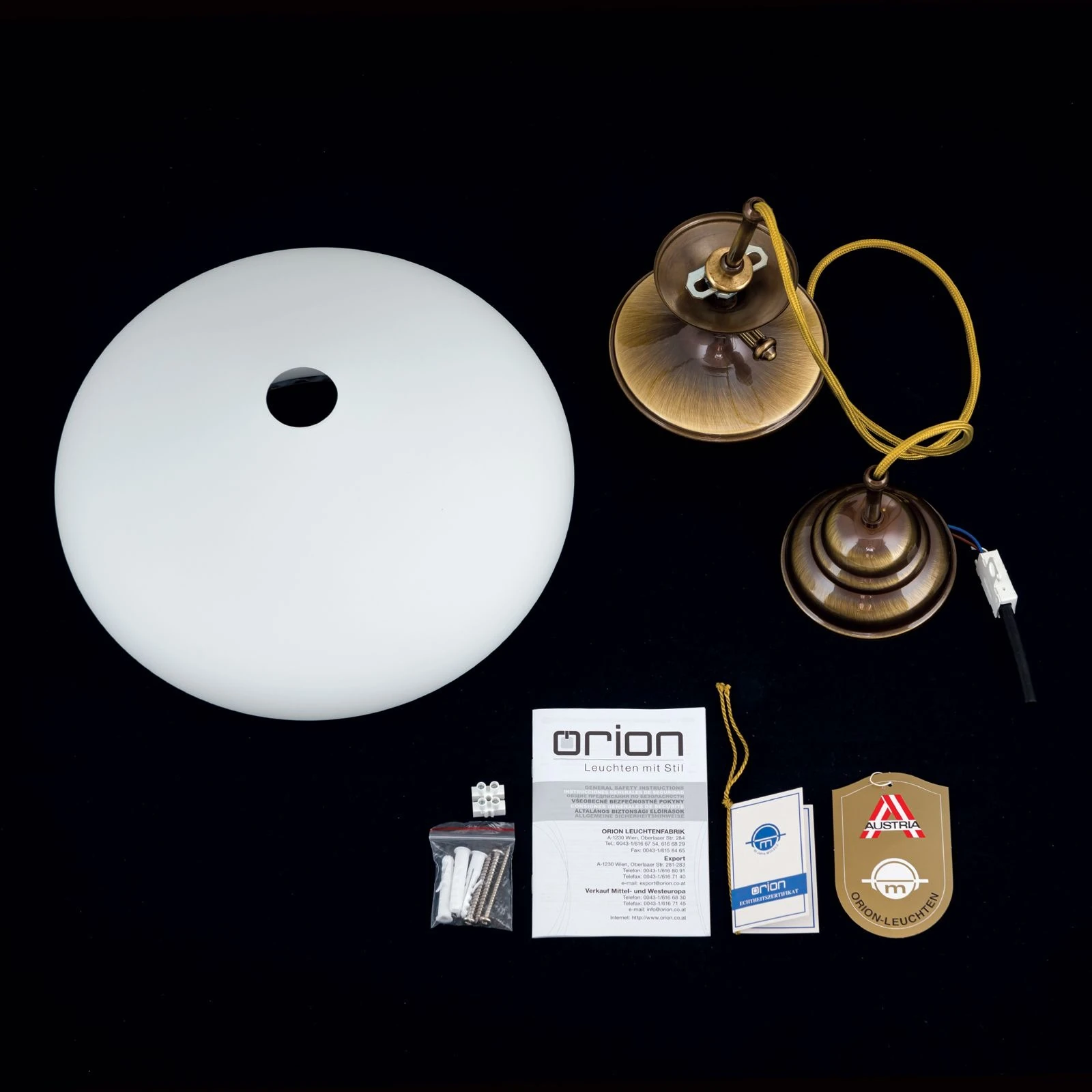 Viseća lampa EMPIRE, antik mesing završna obrada, 32cm - 8