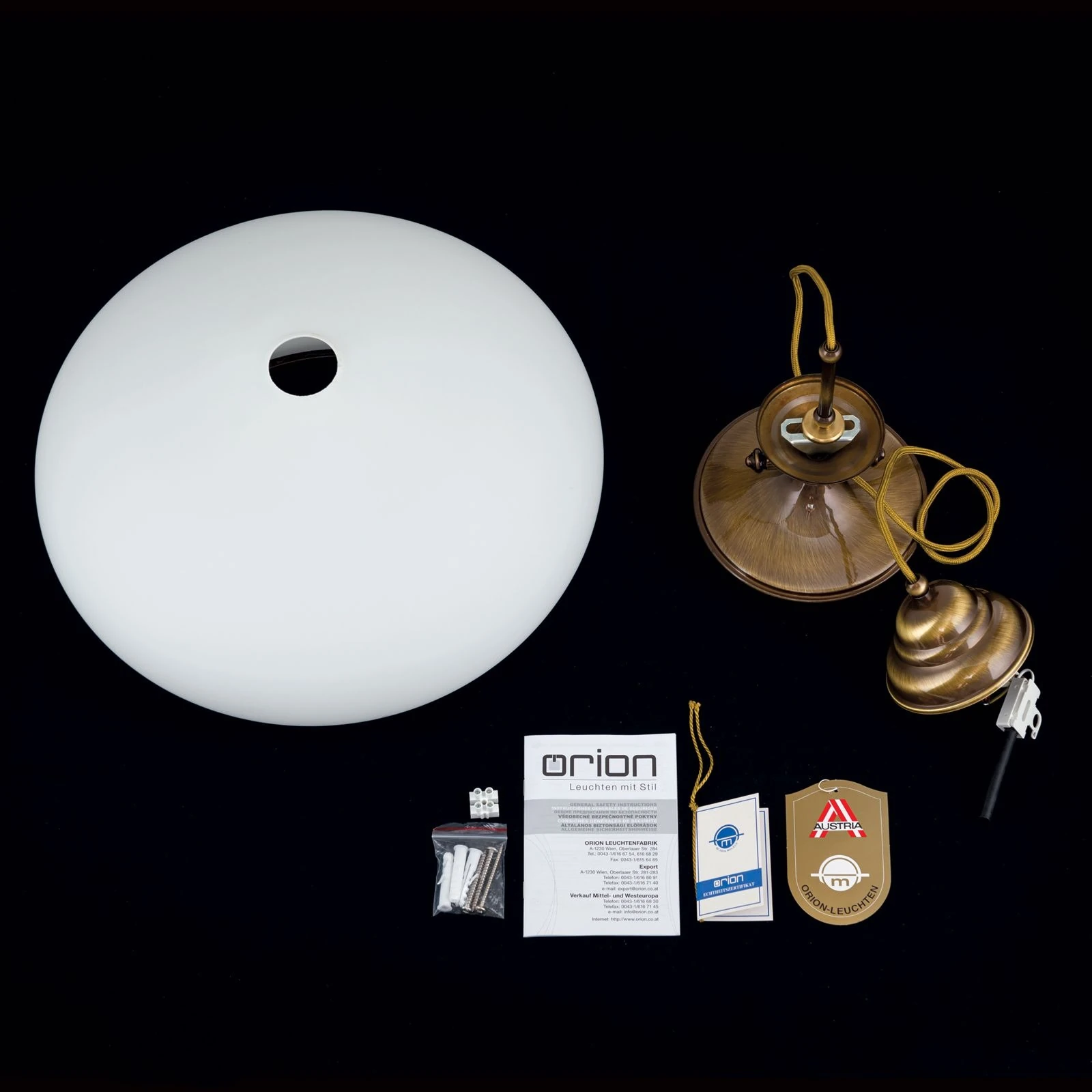 Viseća lampa EMPIRE, antik mesing završna obrada, 40cm - 8