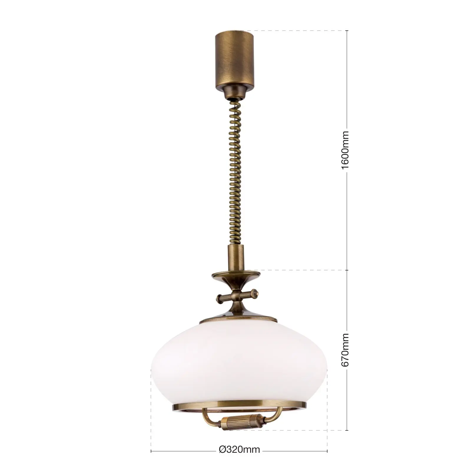 Viseća lampa EMPIRE, antik mesing završna obrada, 32cm, sa sistemom podizanja - 7