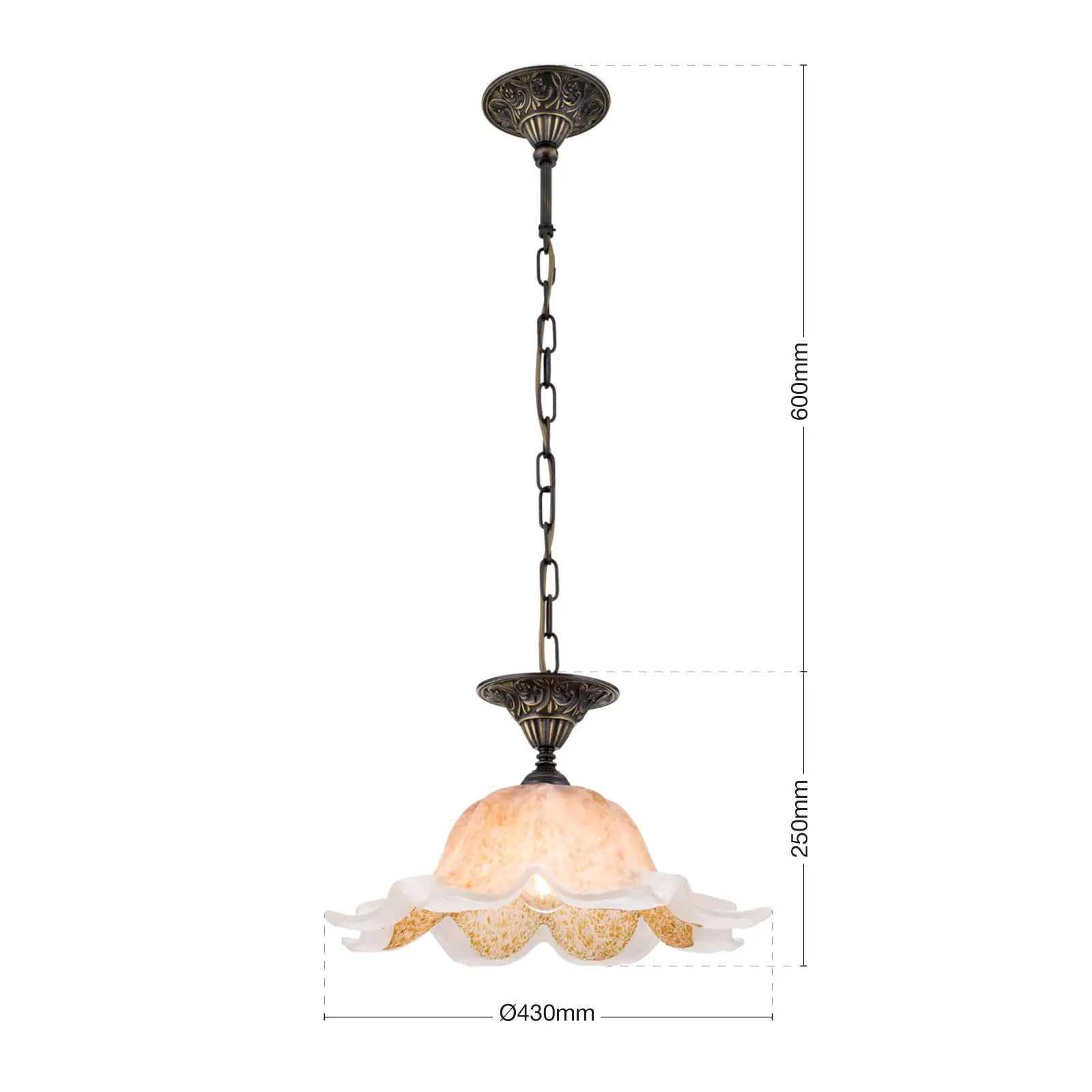 Viseća lampa TOSCA, antik mesing - 7