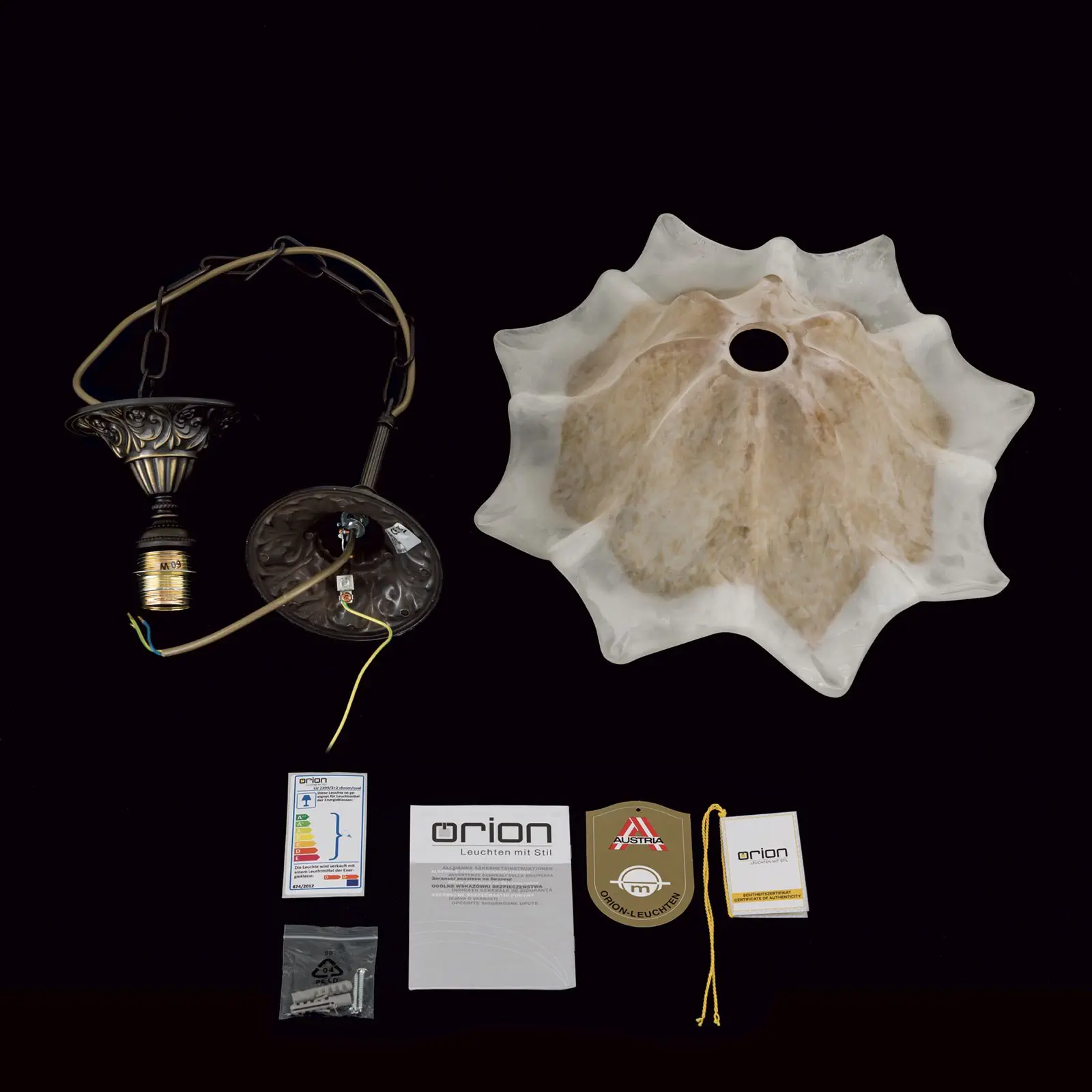 Viseća lampa TOSCA, antik mesing - 8