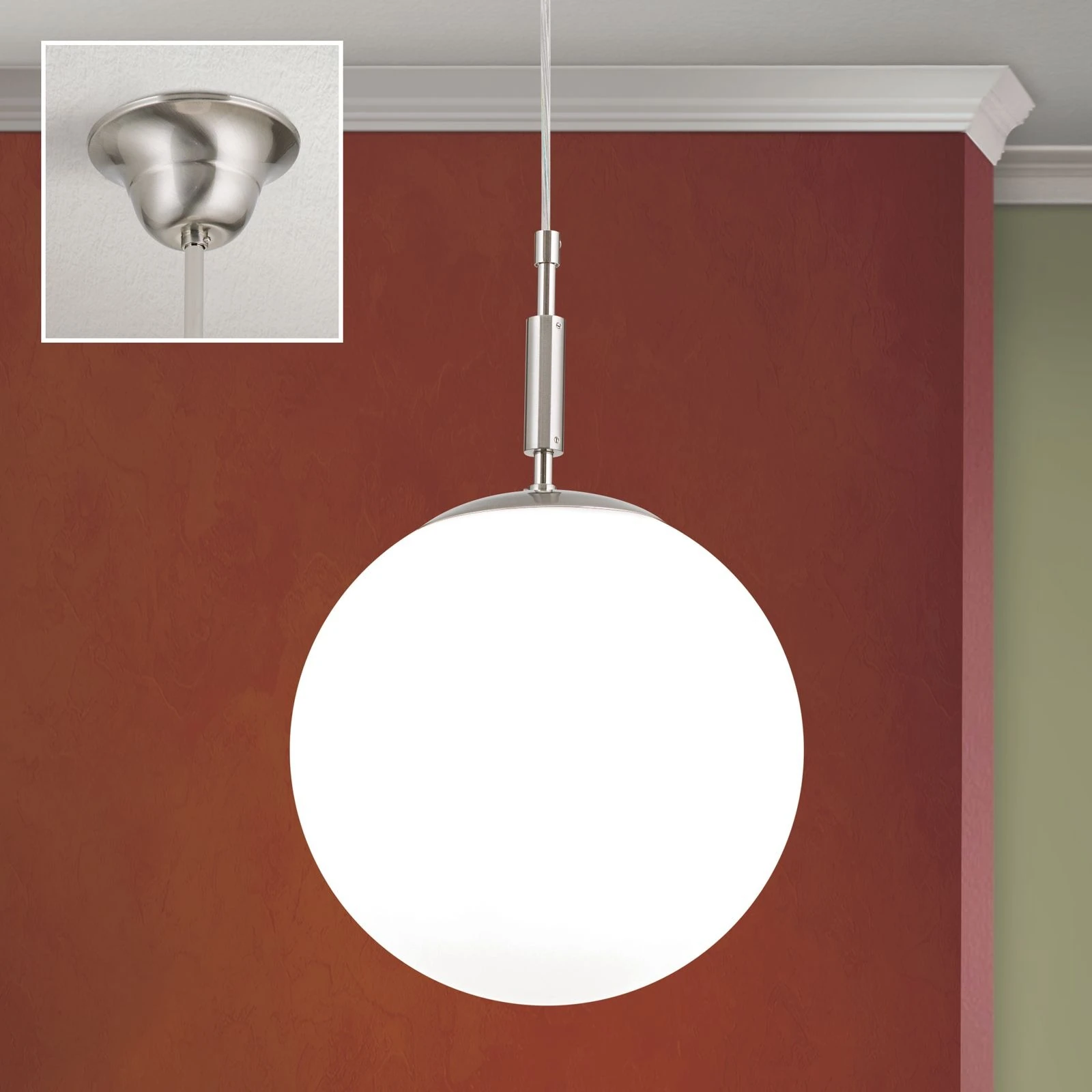 Viseća lampa ARTDESIGN sa staklenom kuglom, satin hrom, Ø 25 cm - 2