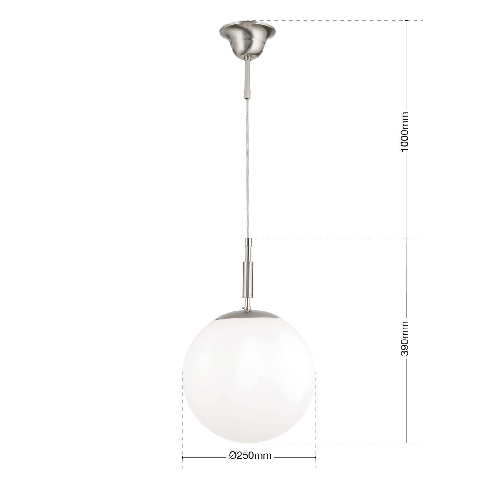 Viseća lampa ARTDESIGN sa staklenom kuglom, satin hrom, Ø 25 cm - 7