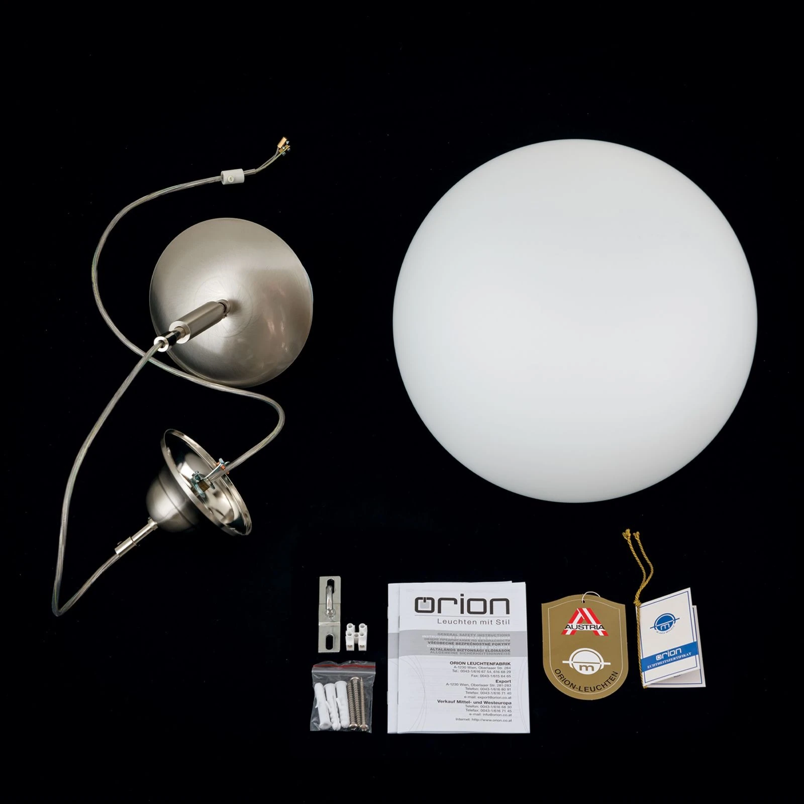 Viseća lampa ARTDESIGN sa staklenom kuglom, satin hrom, Ø 25 cm - 8