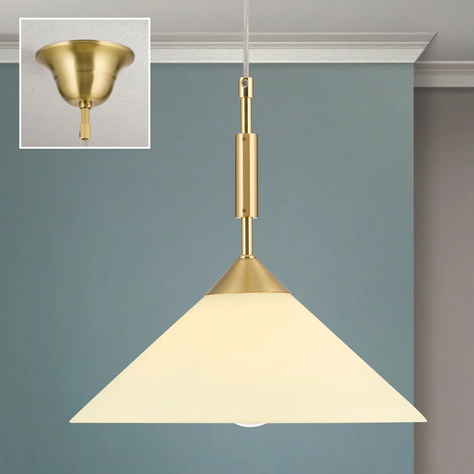 Viseća lampa ARTDESIGN, 1 izvor svetla, mat mesing, sa staklom u boji šampanjca, 30cm - 2
