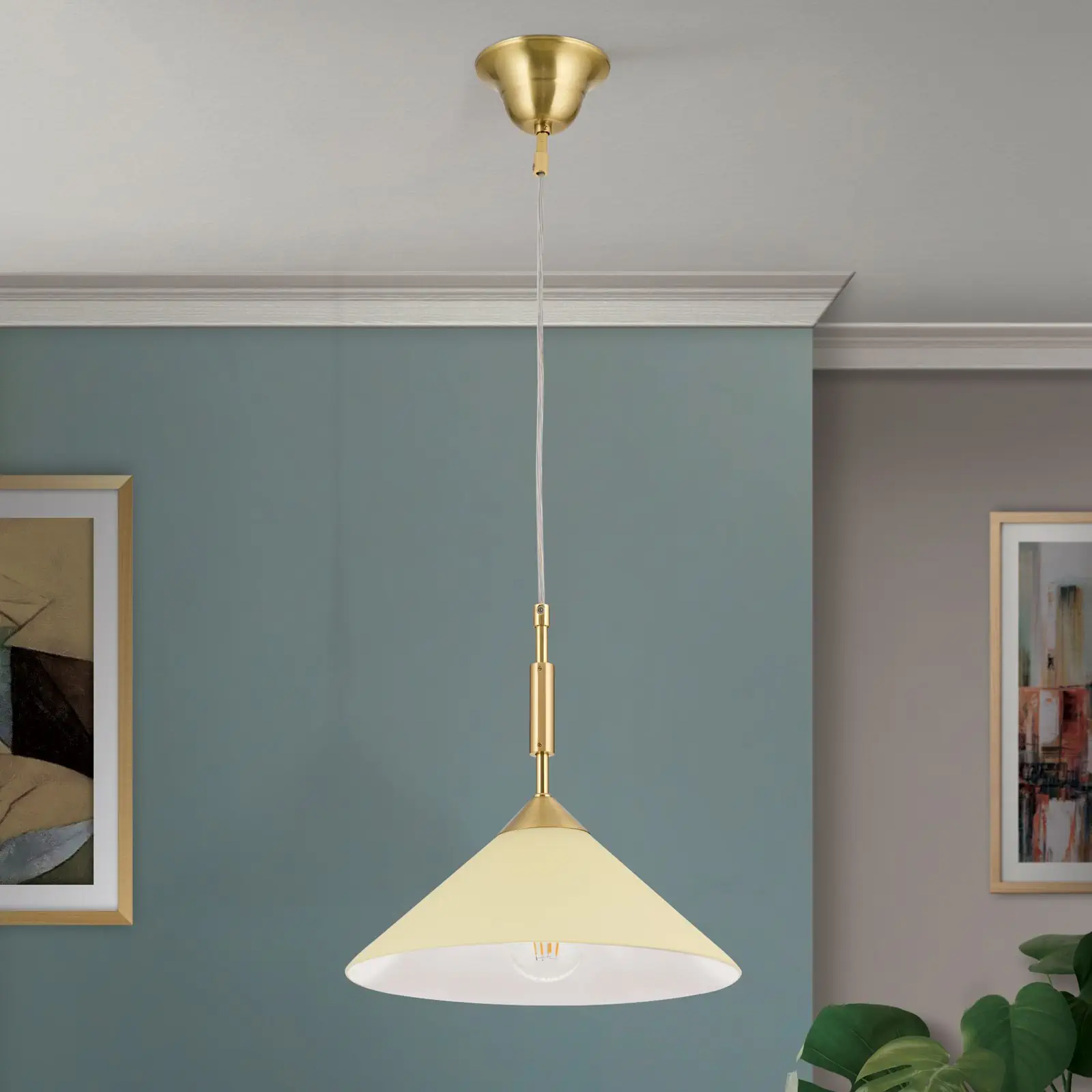 Viseća lampa ARTDESIGN, 1 izvor svetla, mat mesing, sa staklom u boji šampanjca, 30cm - 3