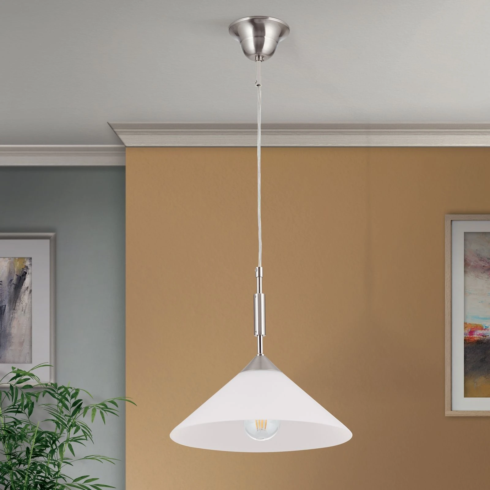 Viseća lampa ARTDESIGN, 1 izvora svetla, satin hrom, opalno staklo, Ø 30 cm - 3