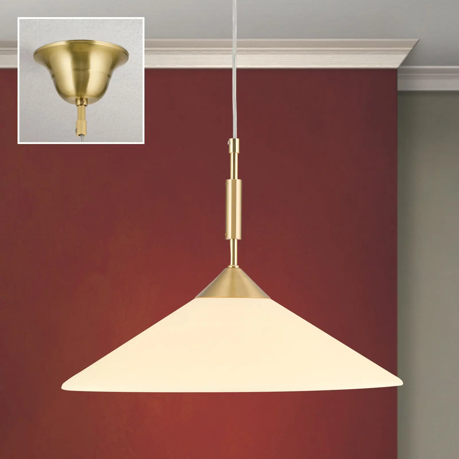 Viseća lampa ARTDESIGN, 1 izvor svetla, mat mesing, sa staklom u boji šampanjca, 40cm - 2