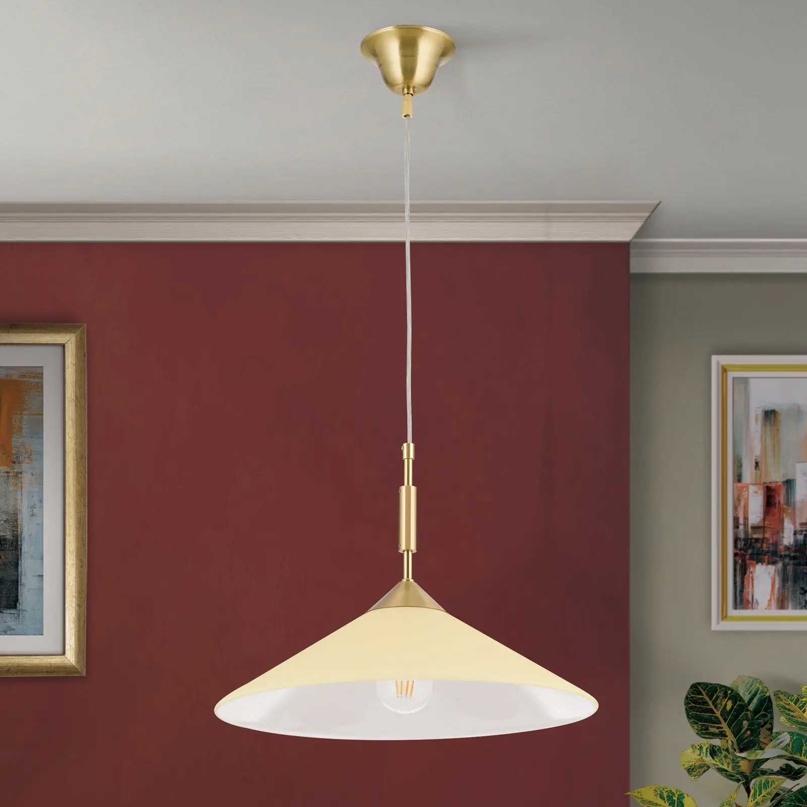 Viseća lampa ARTDESIGN, 1 izvor svetla, mat mesing, sa staklom u boji šampanjca, 40cm - 3