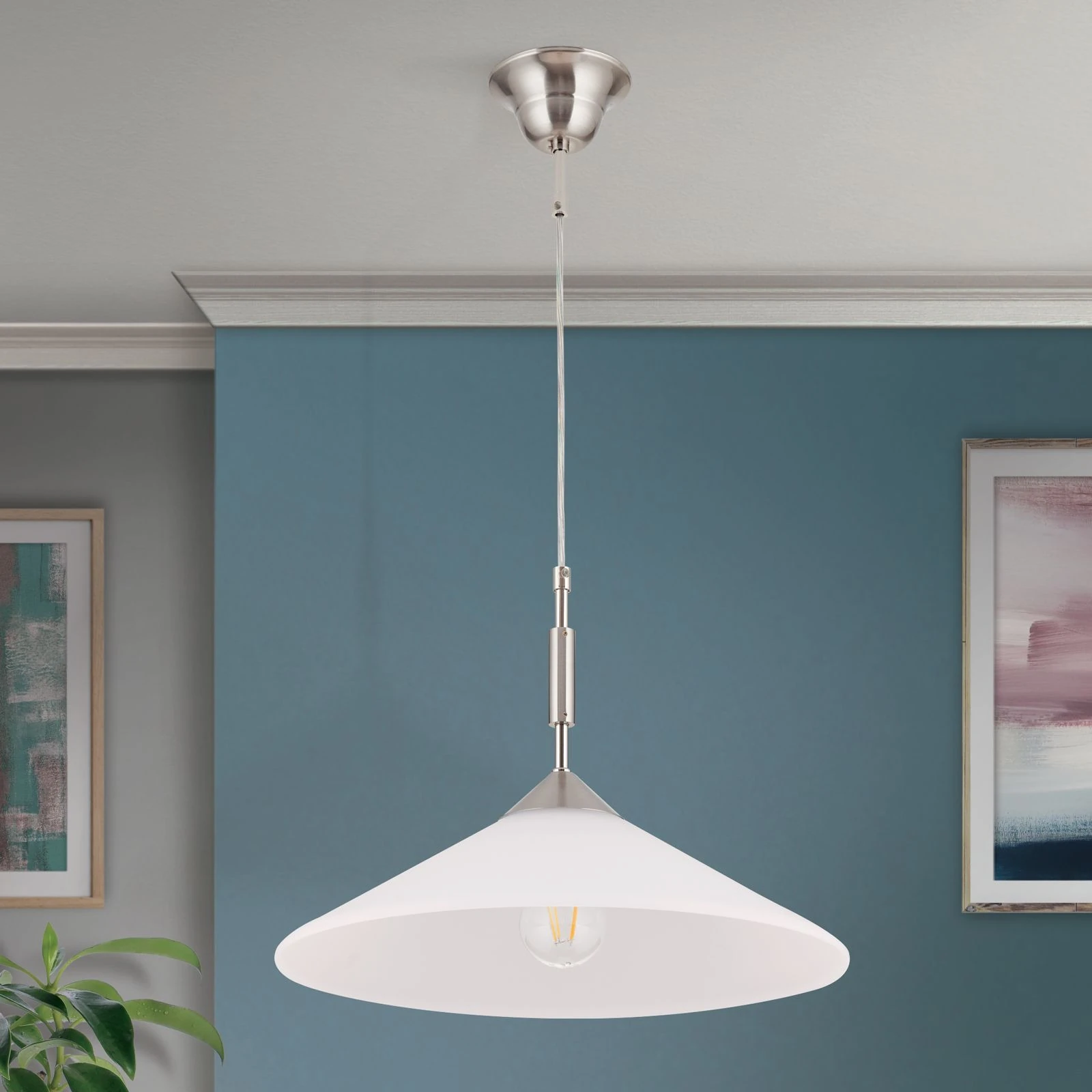 Viseća lampa ARTDESIGN, 1 izvora svetla, satin hrom, opalno staklo, Ø 40 cm - 3