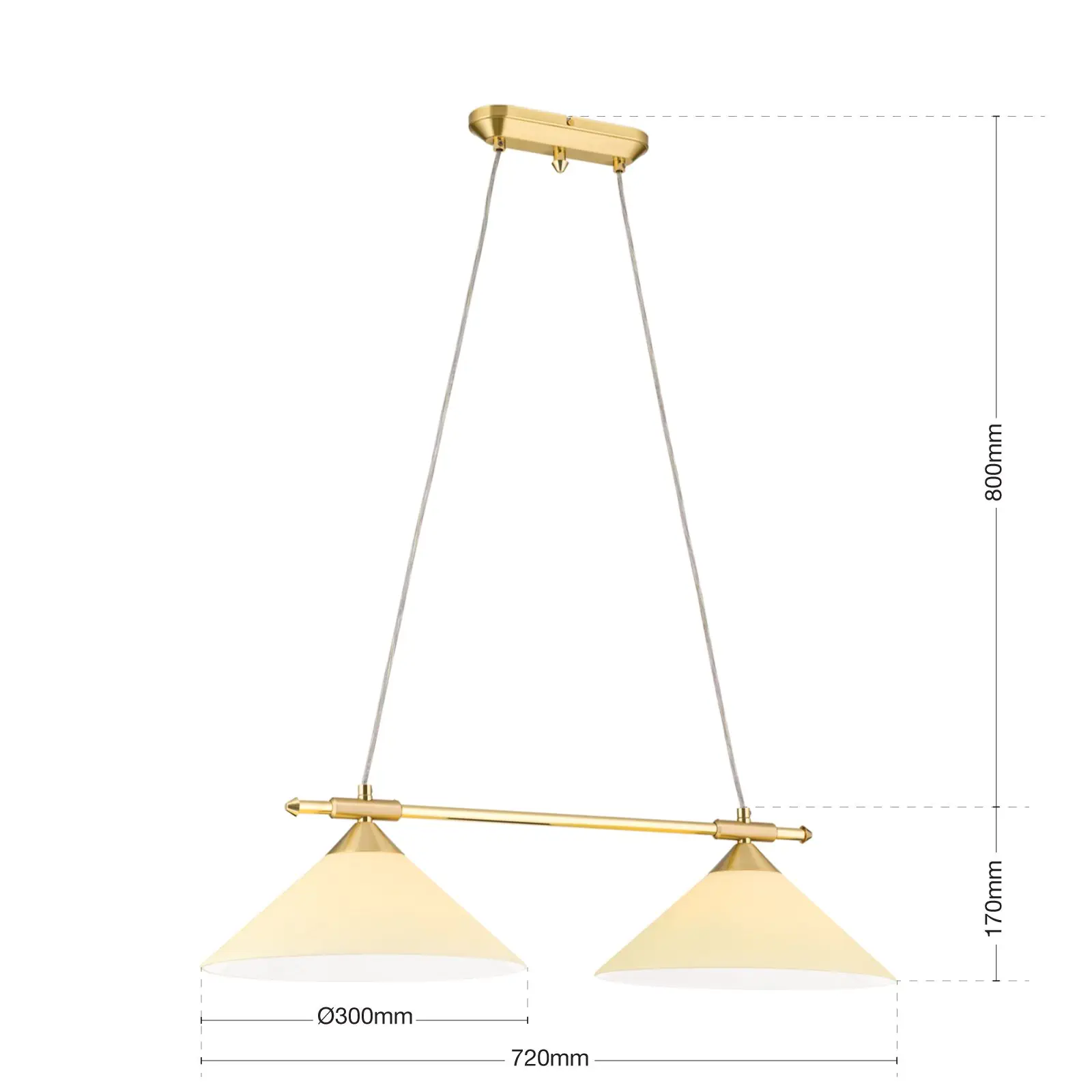 Viseća lampa ARTDESIGN, 2 izvora svetla, mat mesing, sa staklom boje šampanjca - 7