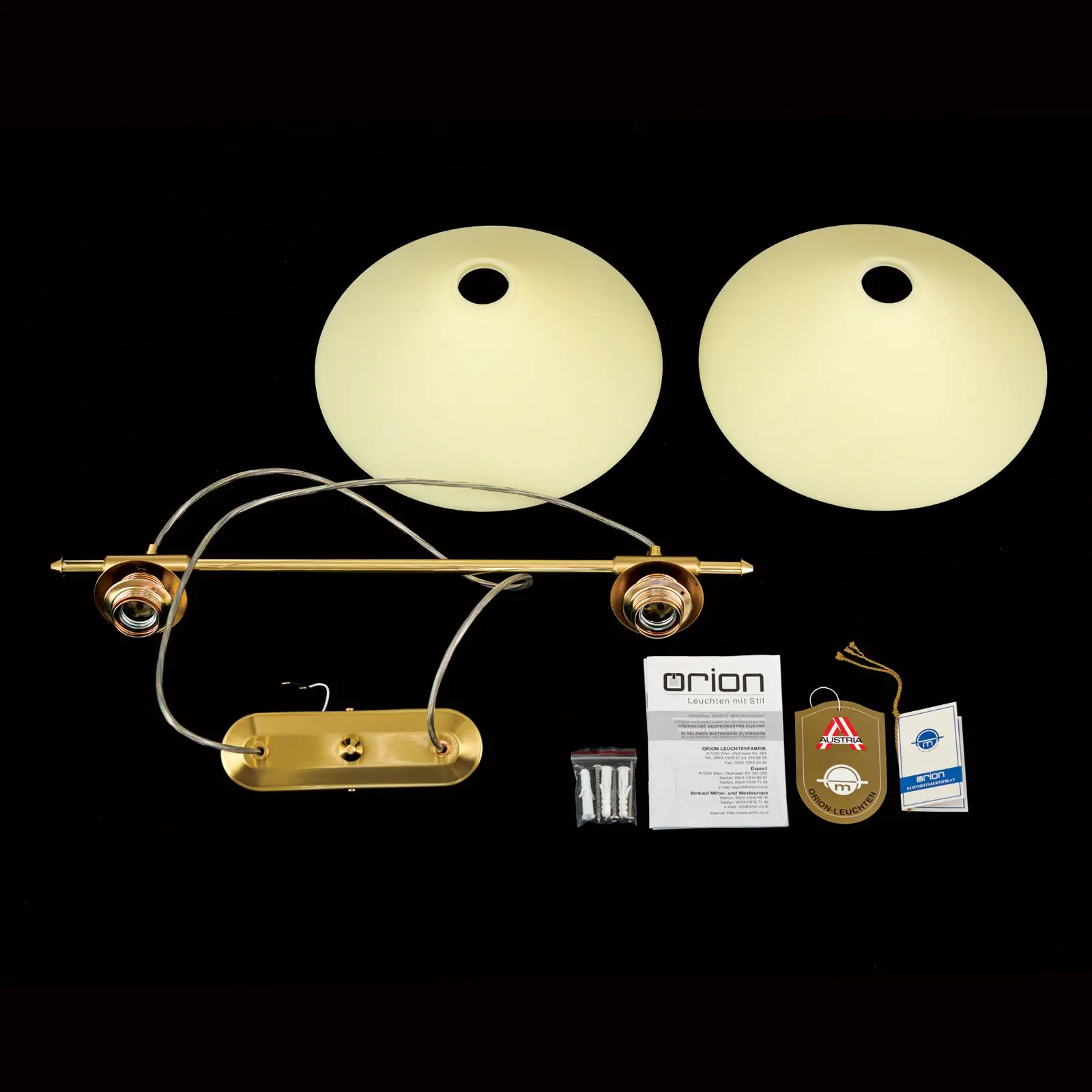 Viseća lampa ARTDESIGN, 2 izvora svetla, mat mesing, sa staklom boje šampanjca - 8