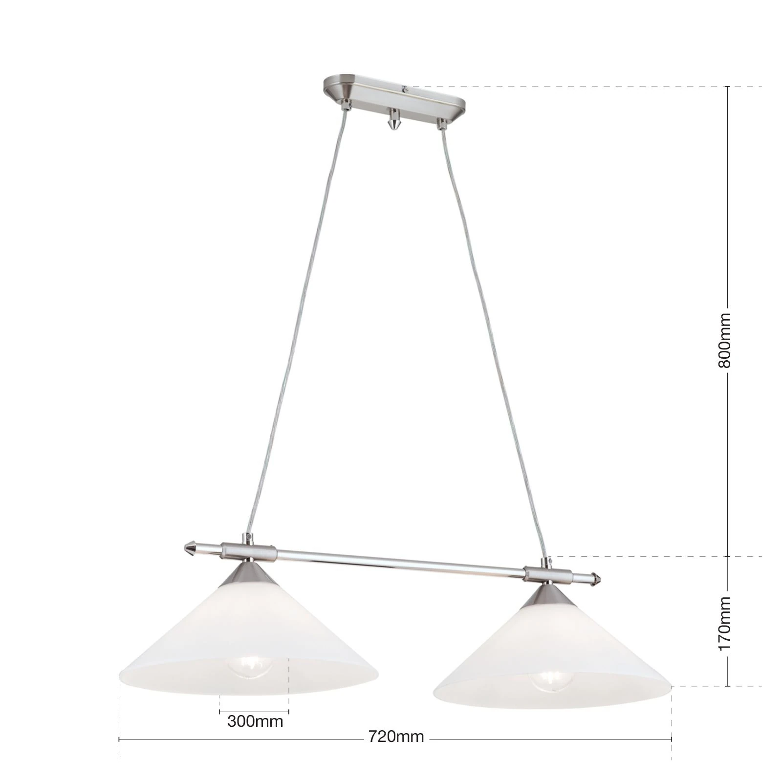 Viseća lampa ARTDESIGN, 2 izvora svetla, satin hrom, opalno staklo - 7