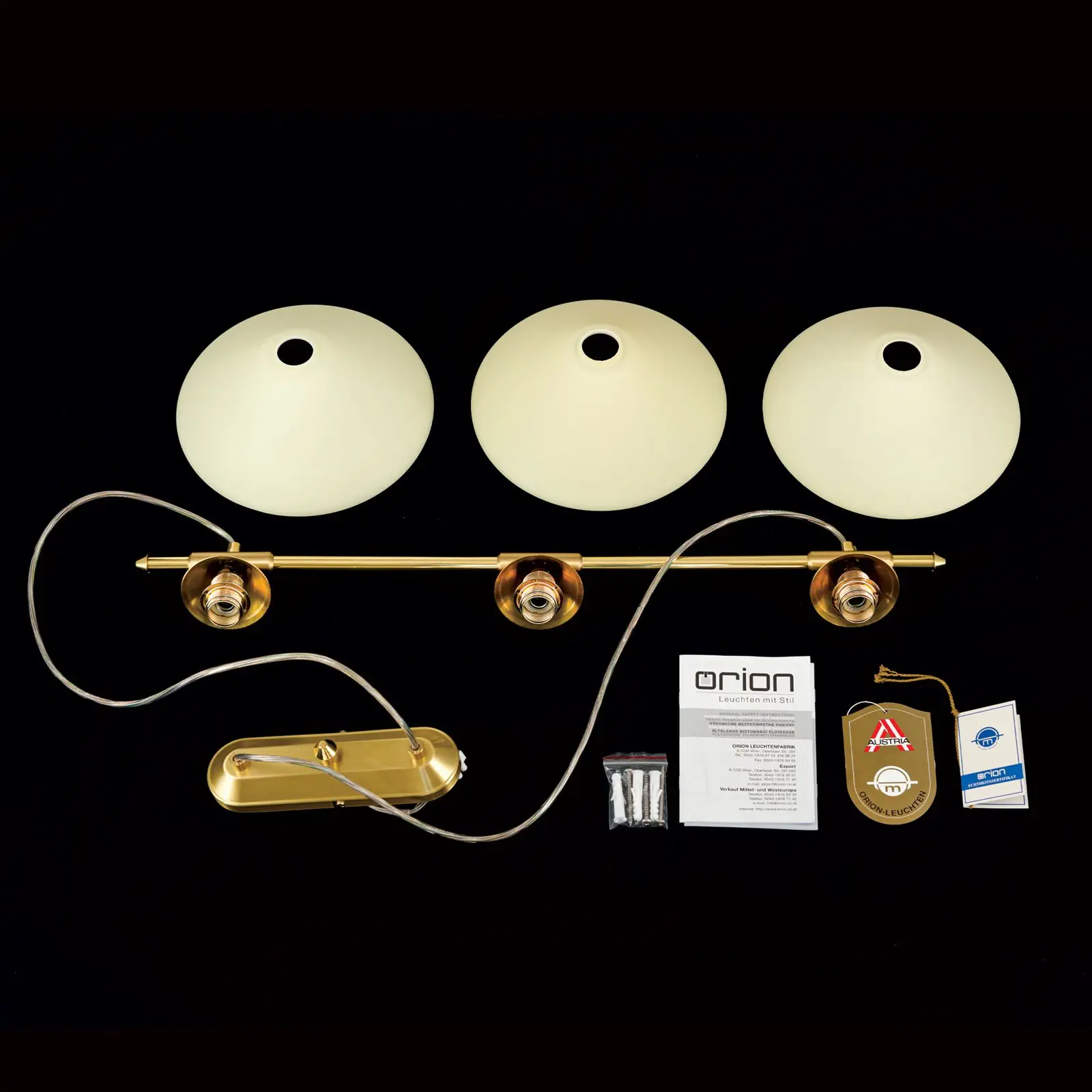 Viseća lampa ARTDESIGN, 3 izvora svetla, mat mesing, sa staklom boje šampanjca - 8