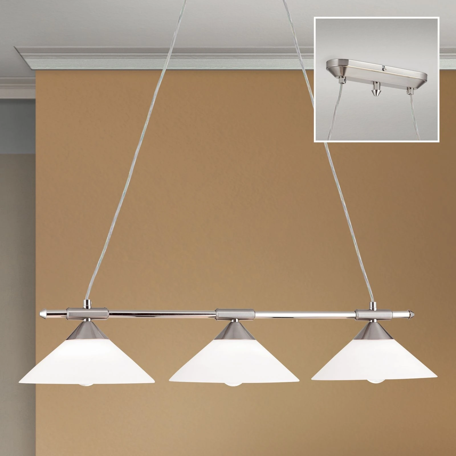 Viseća lampa ARTDESIGN, 3 izvora svetla, satin hrom, opalno staklo - 2