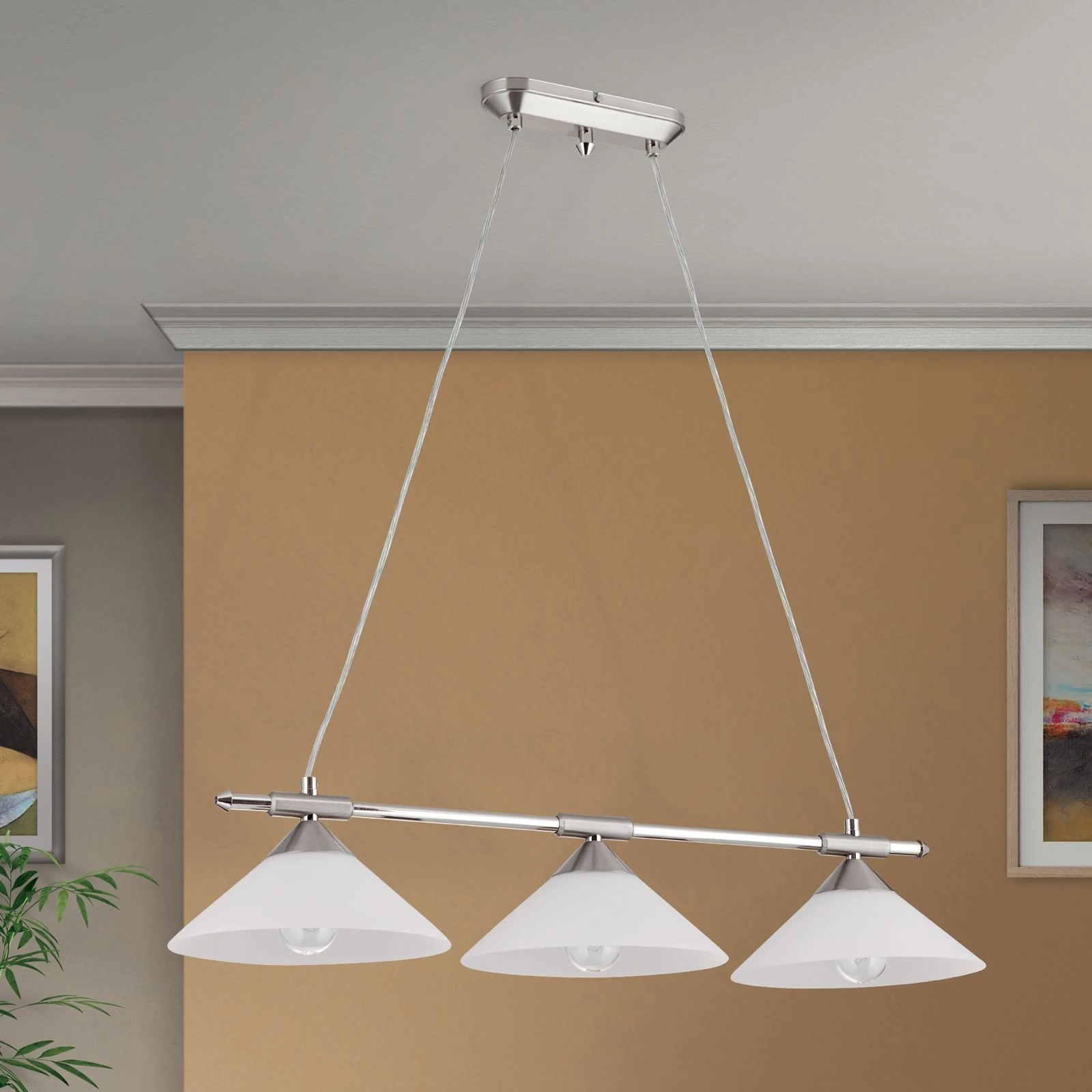 Viseća lampa ARTDESIGN, 3 izvora svetla, satin hrom, opalno staklo - 3