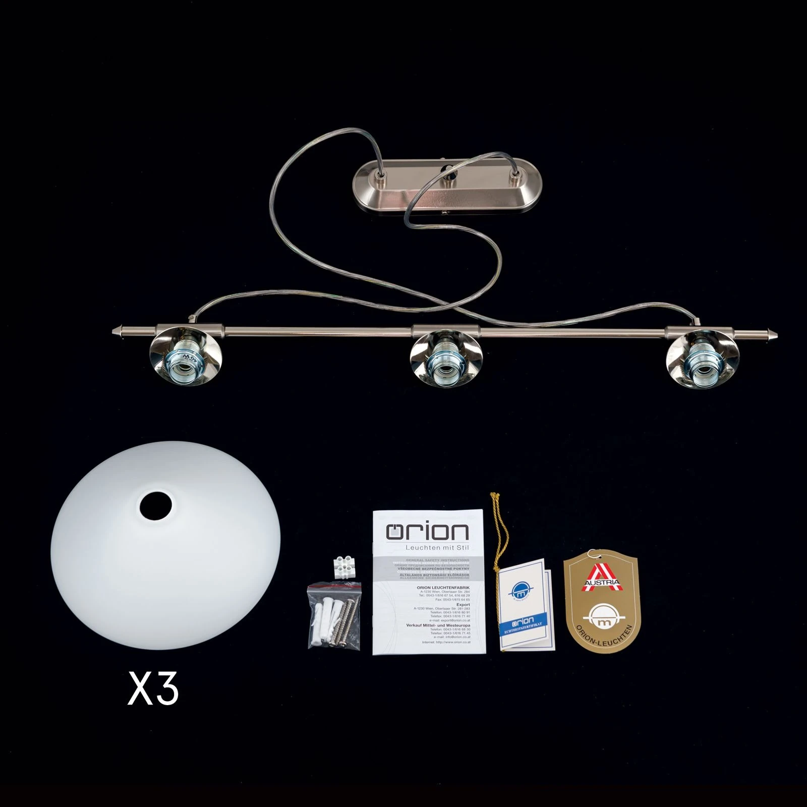 Viseća lampa ARTDESIGN, 3 izvora svetla, satin hrom, opalno staklo - 8