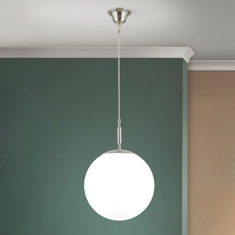Viseća lampa ARTDESIGN sa staklenom kuglom, satin hrom, Ø 30 cm