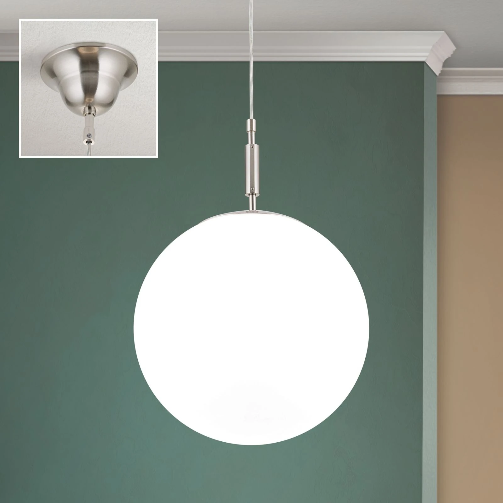 Viseća lampa ARTDESIGN sa staklenom kuglom, satin hrom, Ø 30 cm - 2
