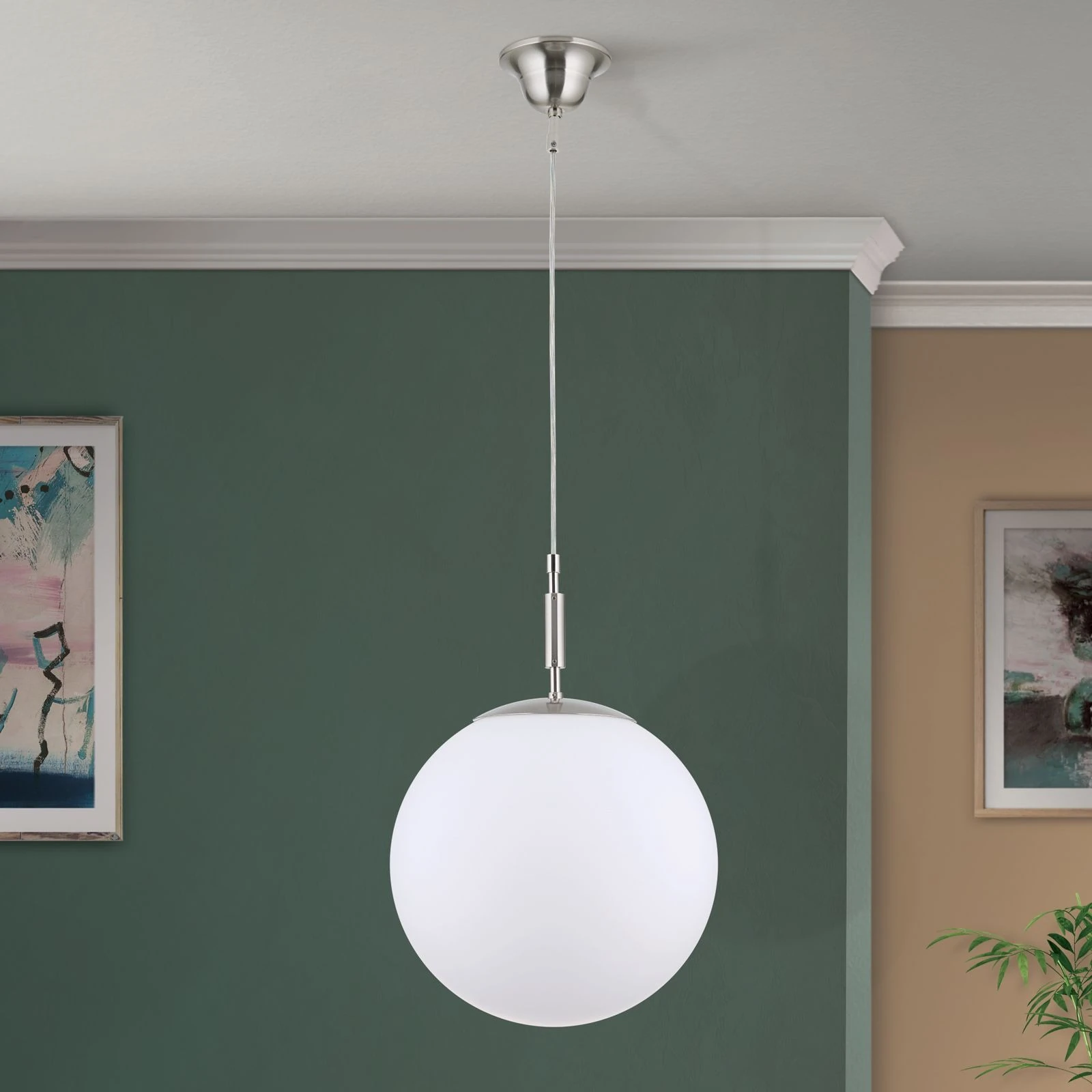 Viseća lampa ARTDESIGN sa staklenom kuglom, satin hrom, Ø 30 cm - 3