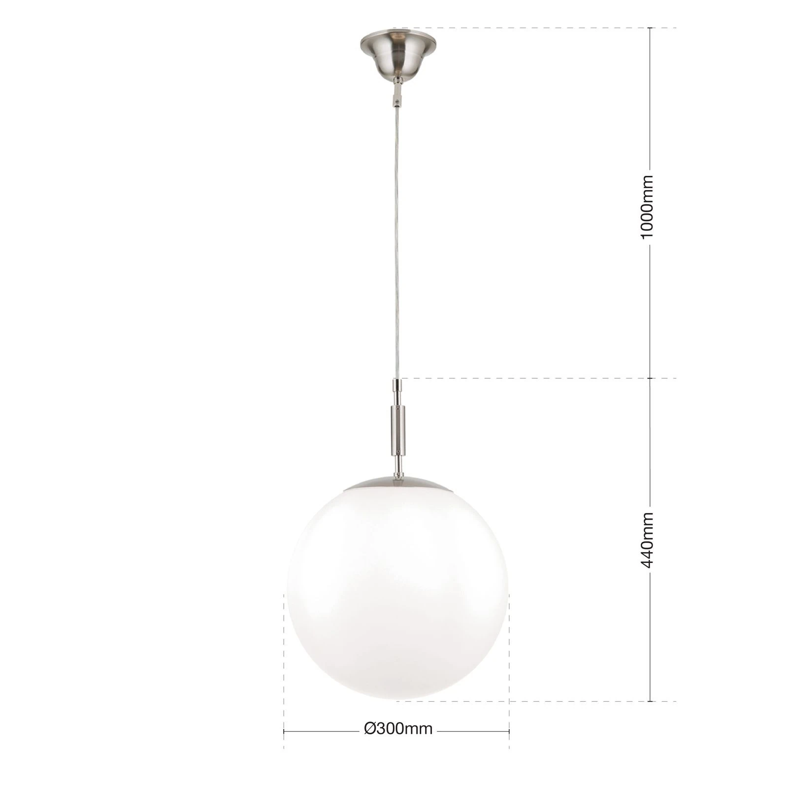 Viseća lampa ARTDESIGN sa staklenom kuglom, satin hrom, Ø 30 cm - 7