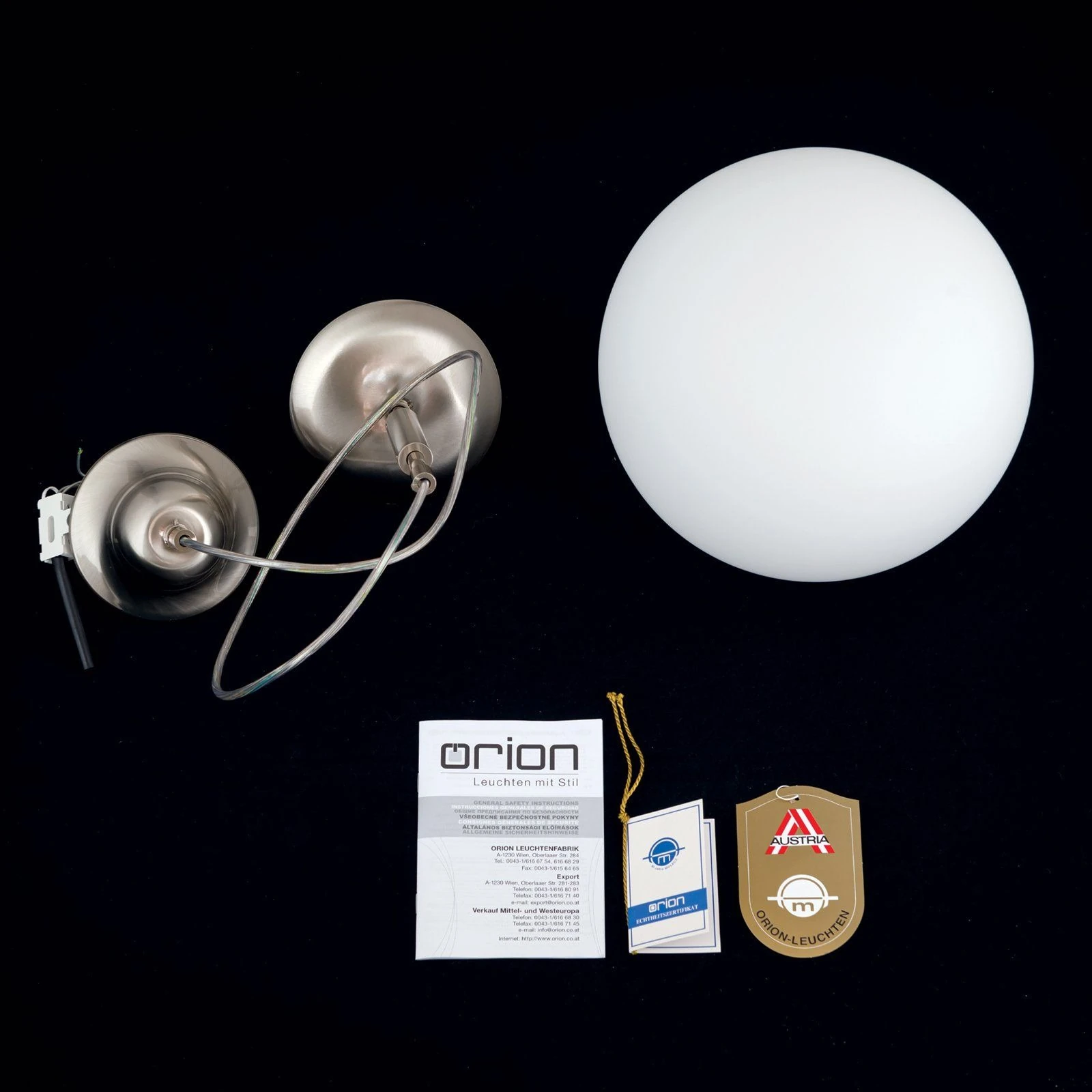 Viseća lampa ARTDESIGN sa staklenom kuglom, satin hrom, Ø 30 cm - 8