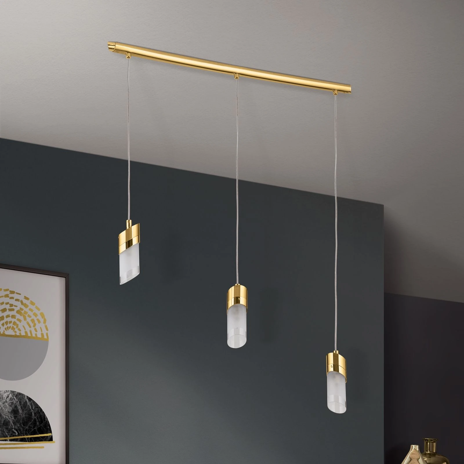 Viseća lampa SPOT EXCLUSIVE, 3 izvora svetla, brušeno zlato, satinirano difuzno staklo - 3