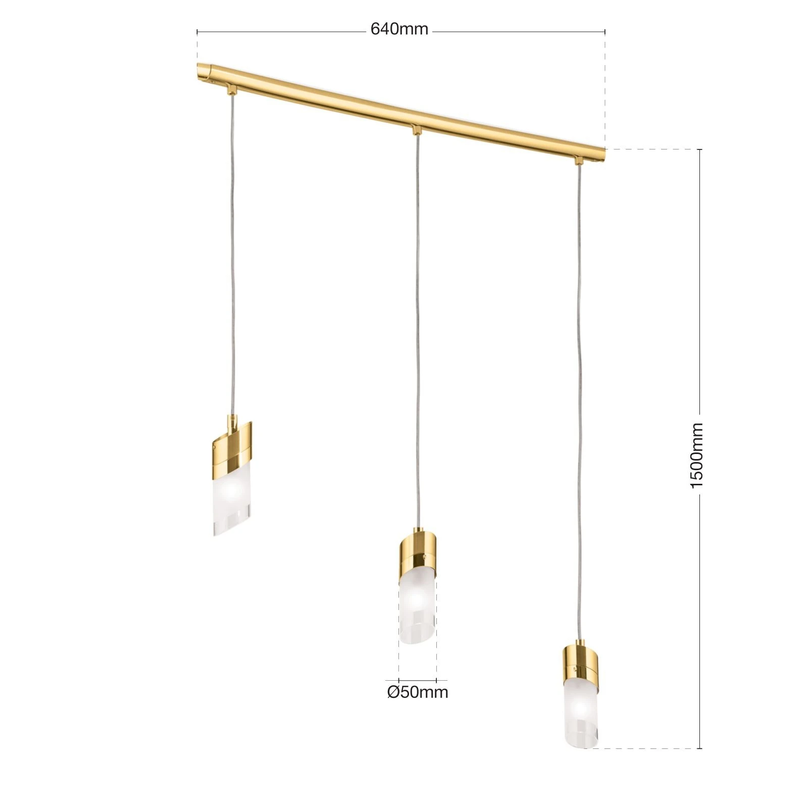 Viseća lampa SPOT EXCLUSIVE, 3 izvora svetla, brušeno zlato, satinirano difuzno staklo - 7