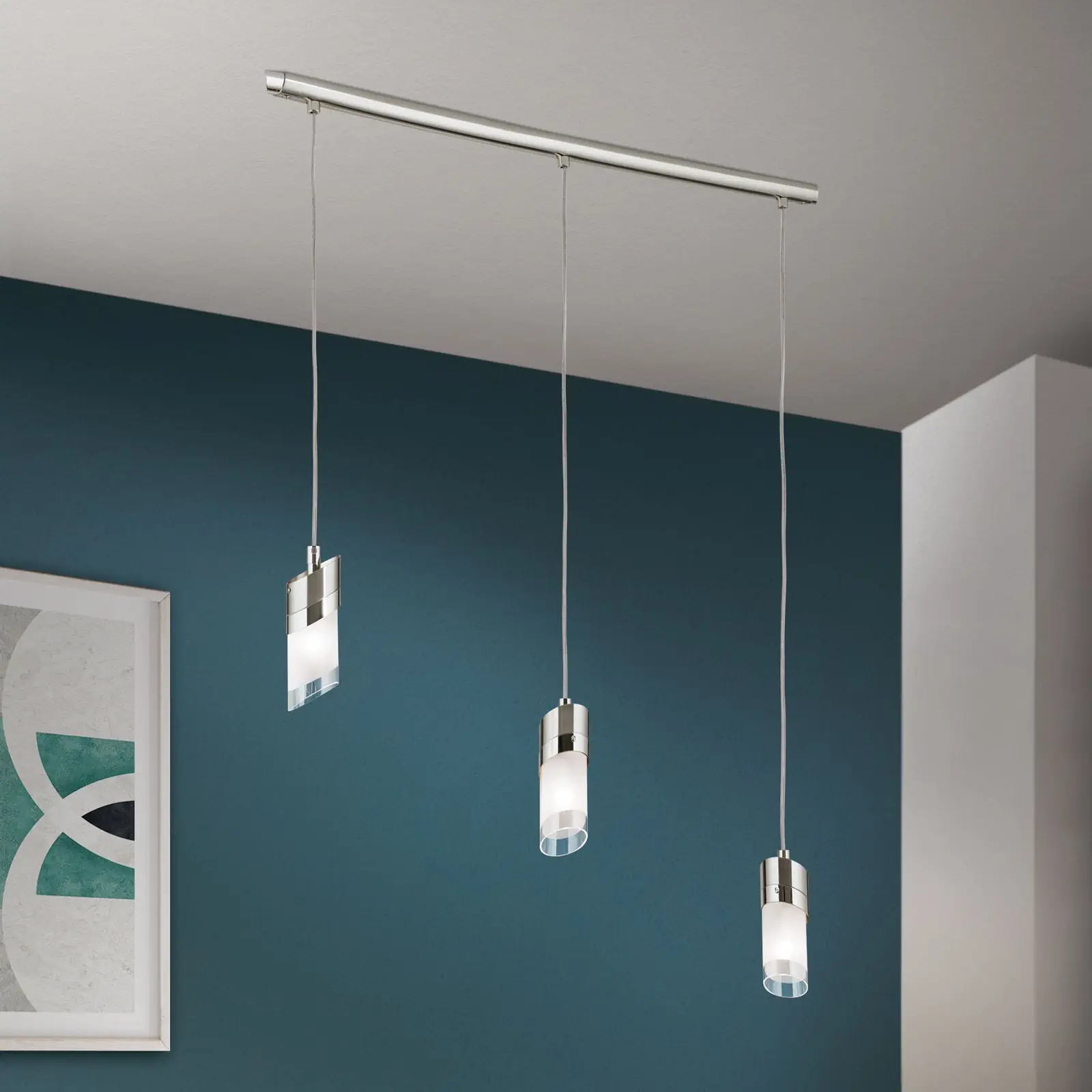 Viseća lampa SPOT EXCLUSIVE, 3  izvora svetla, saten, sa prozirnim mat staklom - 1