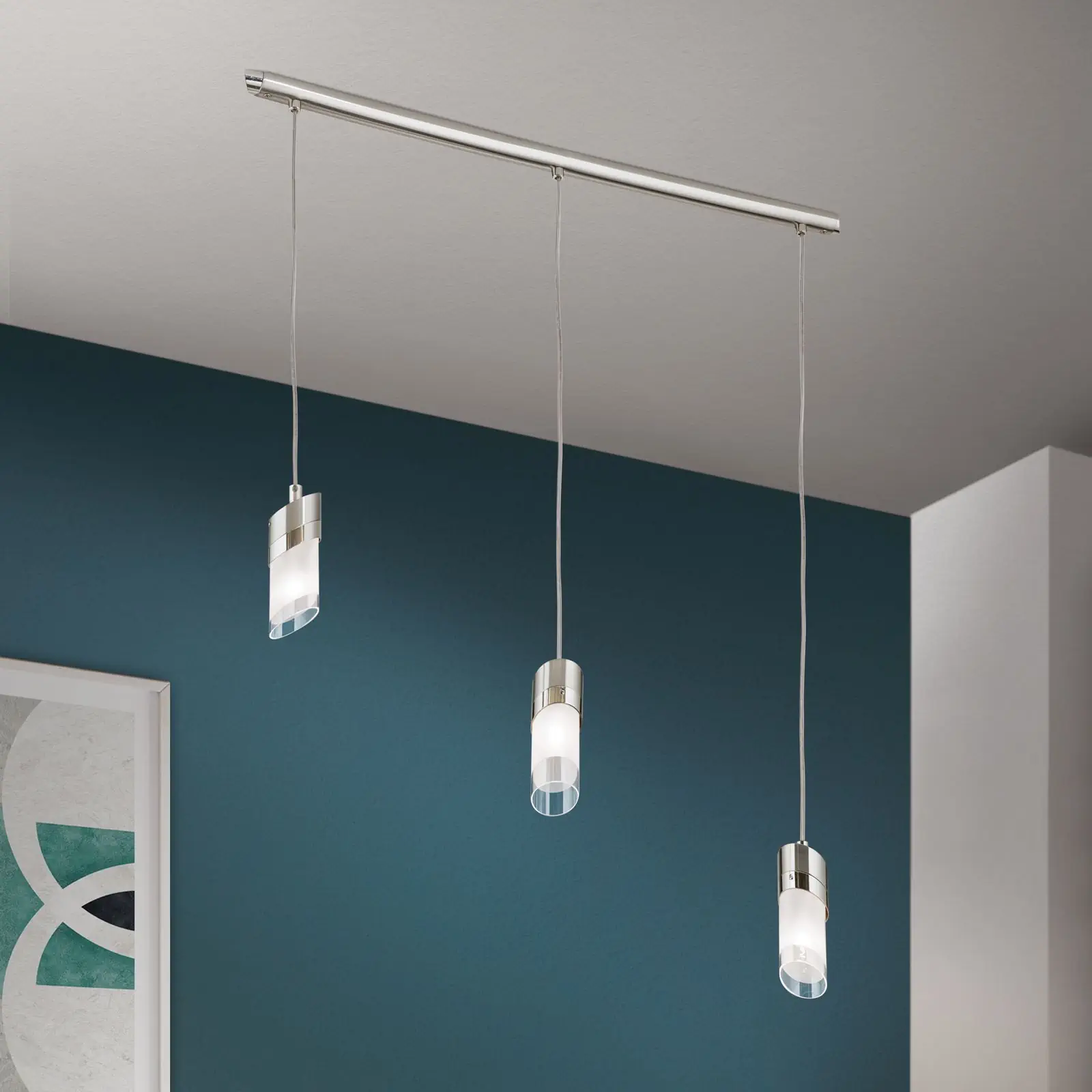 Viseća lampa SPOT EXCLUSIVE, 3  izvora svetla, saten, sa prozirnim mat staklom - 2