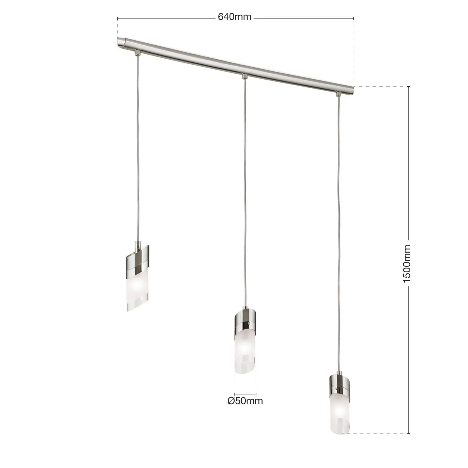 Viseća lampa SPOT EXCLUSIVE, 3  izvora svetla, saten, sa prozirnim mat staklom - 7